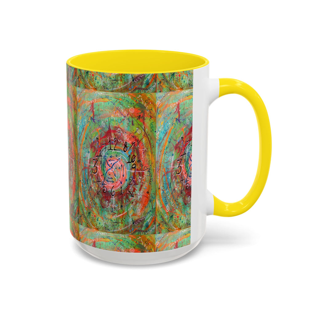 Boho Tarot Clockwork Accent Coffee Mug — Vibrant Abstract Mystic Art (11/15oz)