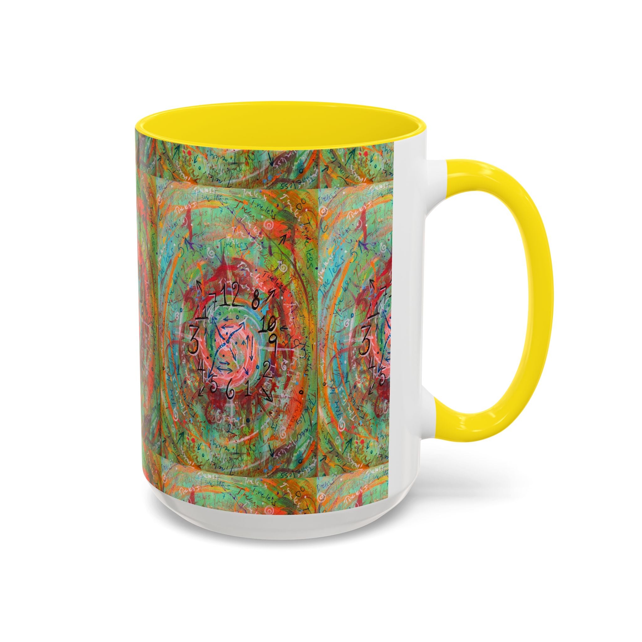 Boho Tarot Clockwork Accent Coffee Mug — Vibrant Abstract Mystic Art (11/15oz)