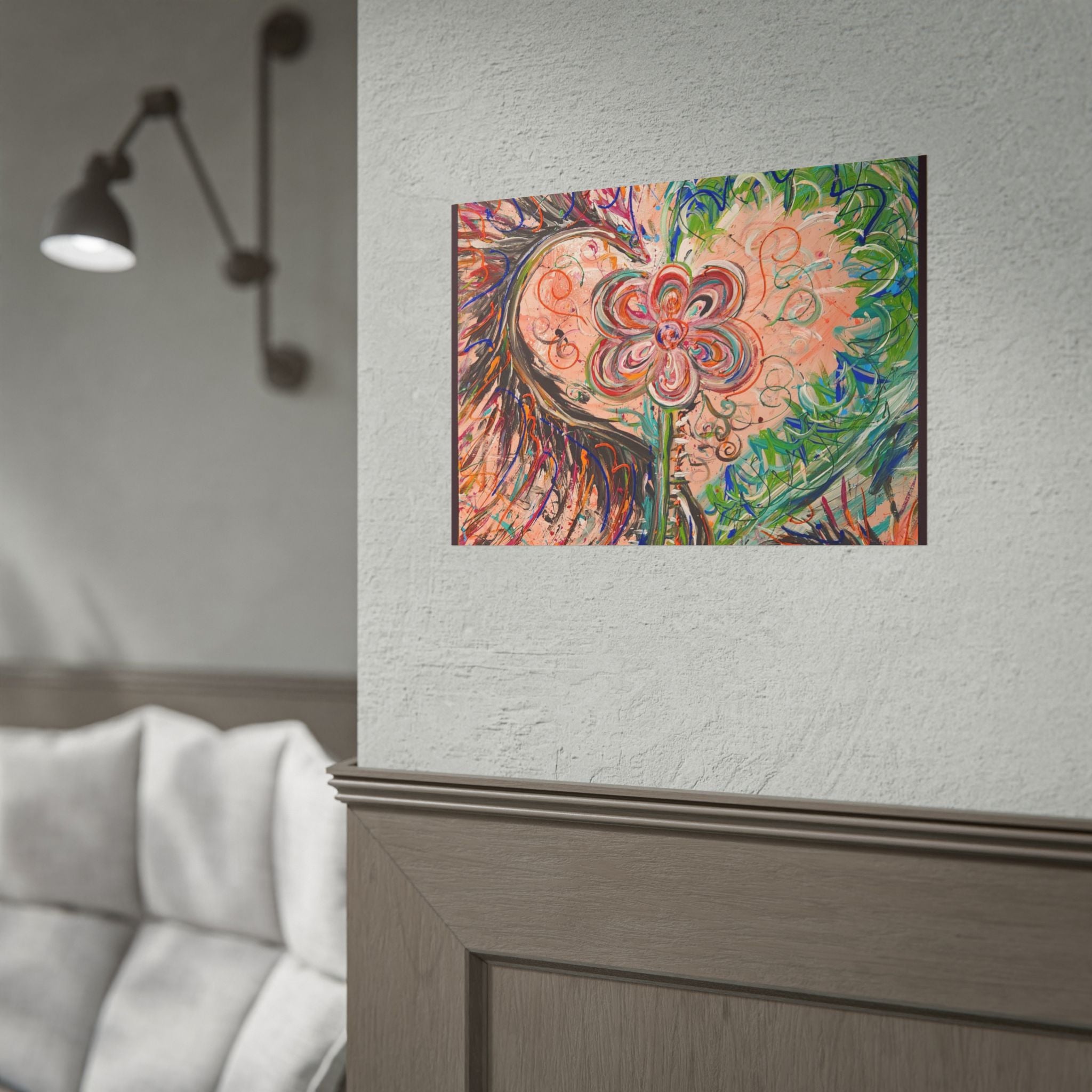 Dragon Abstract Floral Heart Poster — Colorful Swirl Flower Art Print (Rolled Poster)