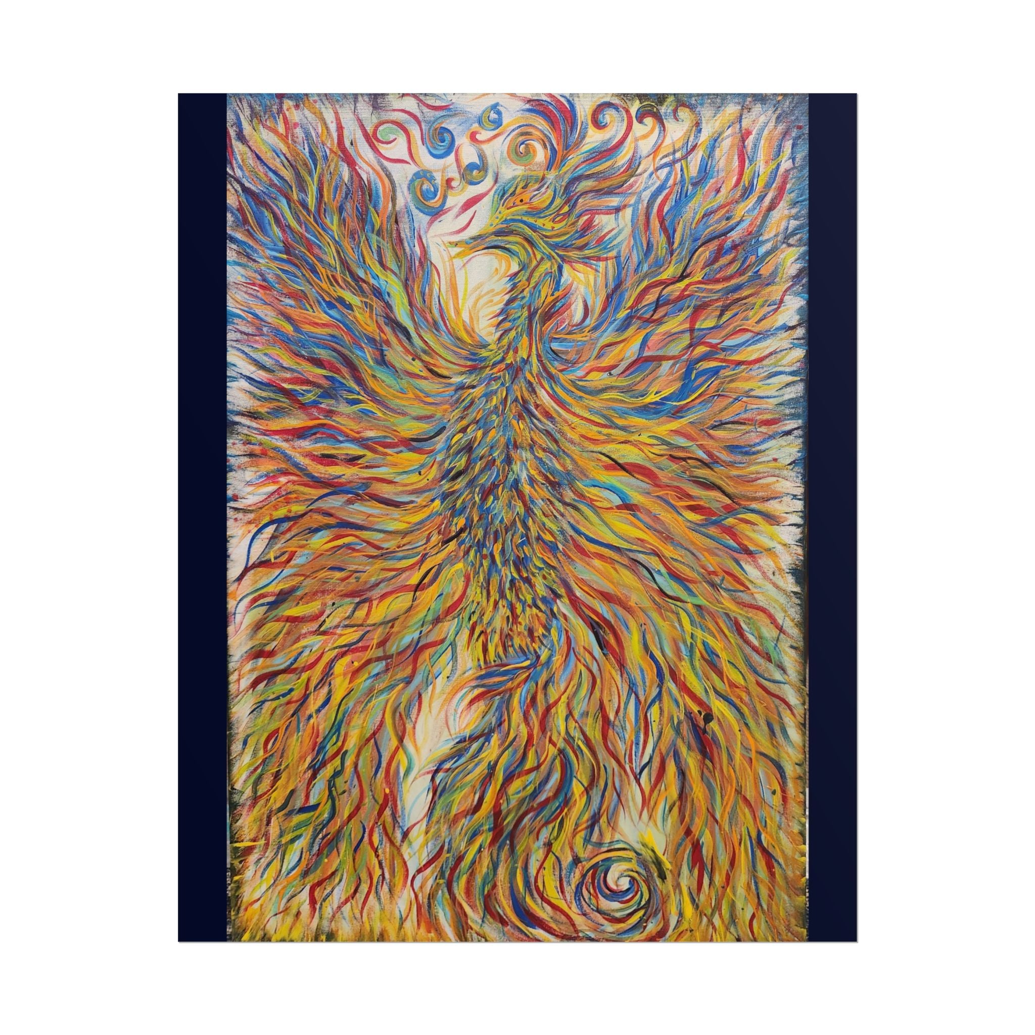 Abstract Phoenix Art Poster — Colorful Whimsical Wall Print