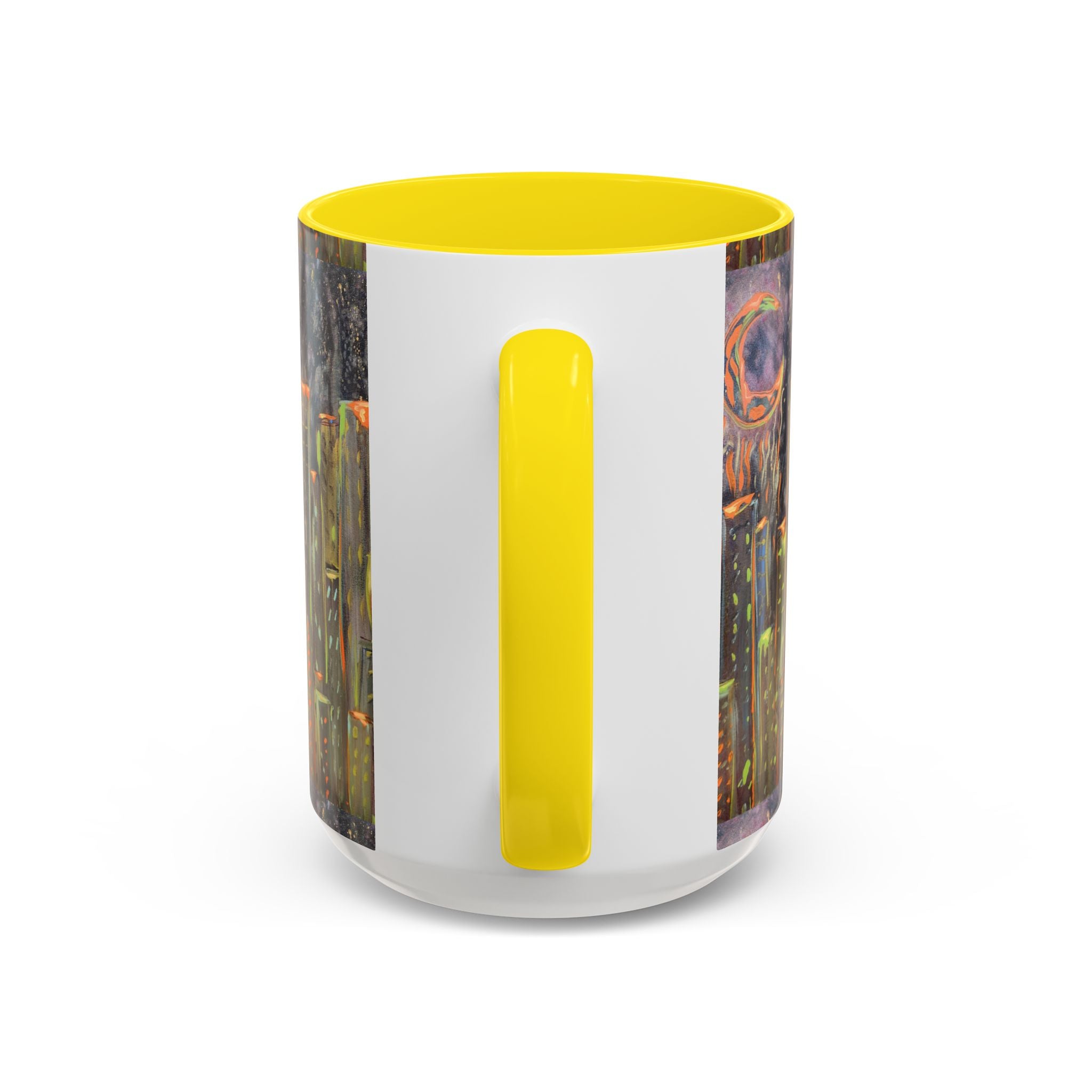 Cityscape Night Coffee Mug — Neon Skyline Art Accent Mug