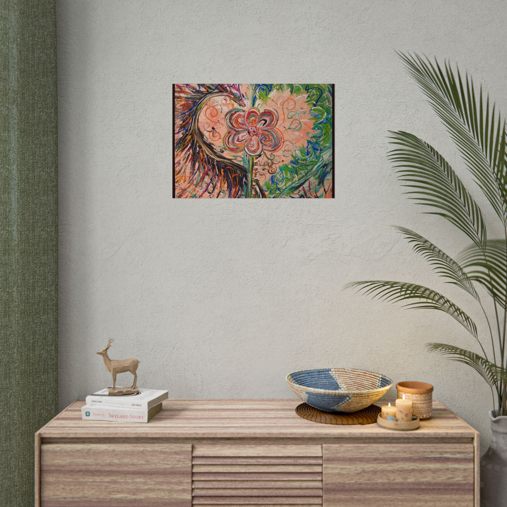 Dragon Abstract Floral Heart Poster — Colorful Swirl Flower Art Print (Rolled Poster)