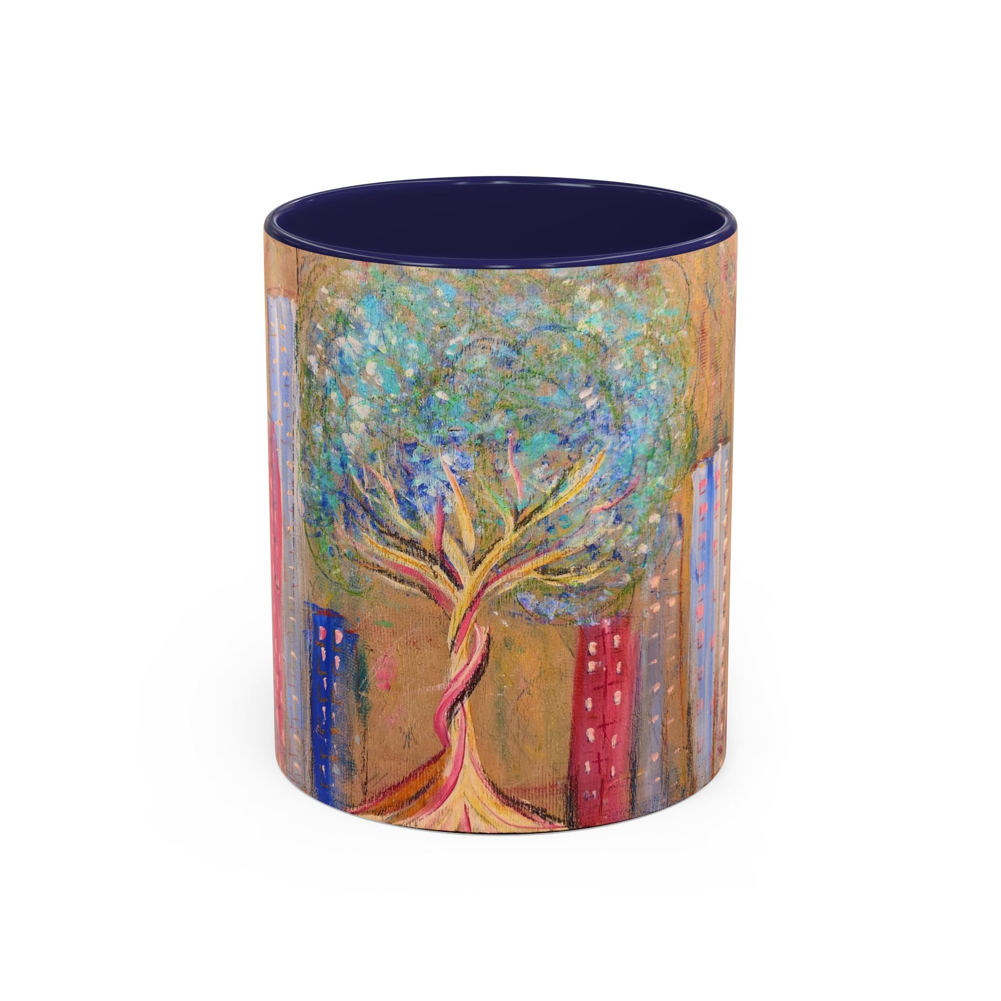 City Tree Coffee Mug — Colorful Urban Tree Art Accent Mug (11/15 oz)