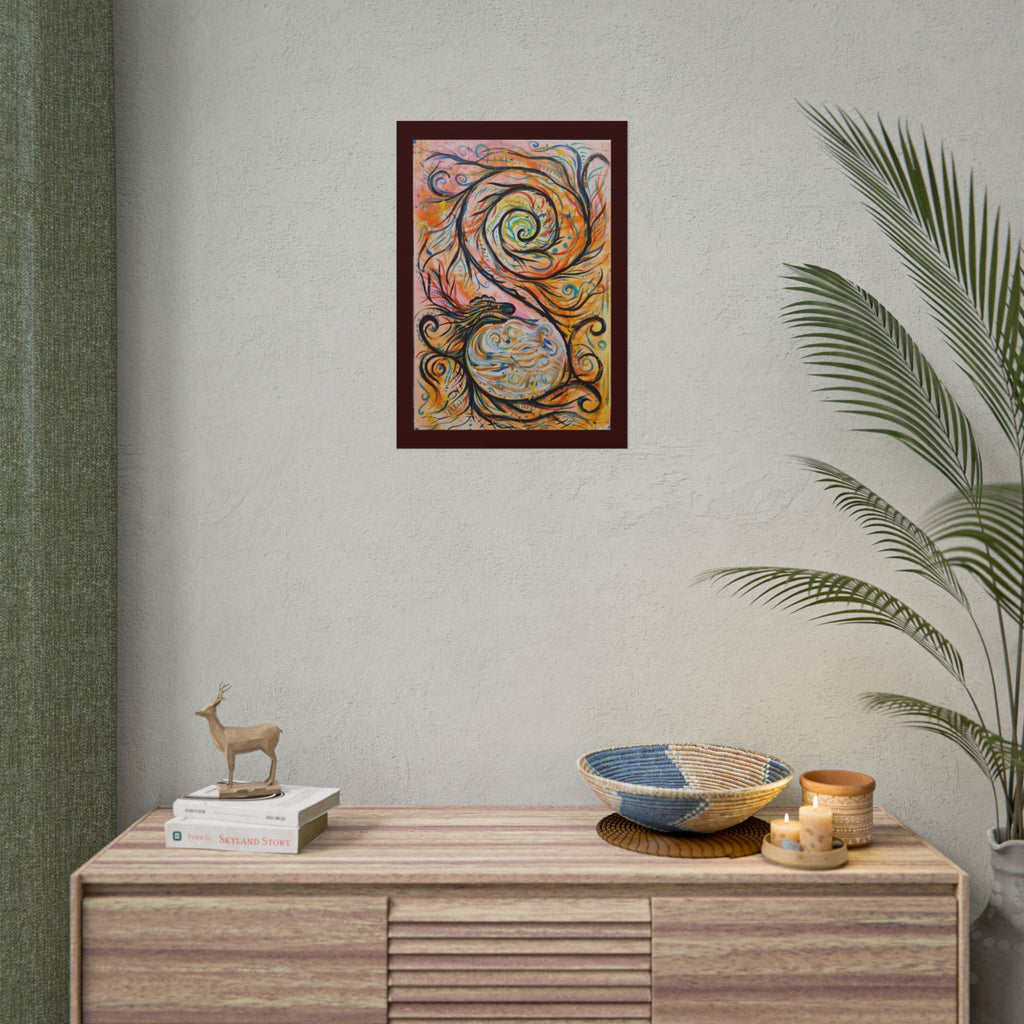 Abstract Spiral Dragon Art Poster – Colorful Swirl Wall Print