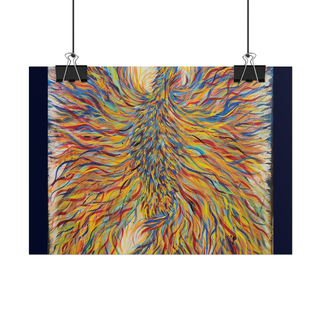 Abstract Phoenix Art Poster — Colorful Whimsical Wall Print