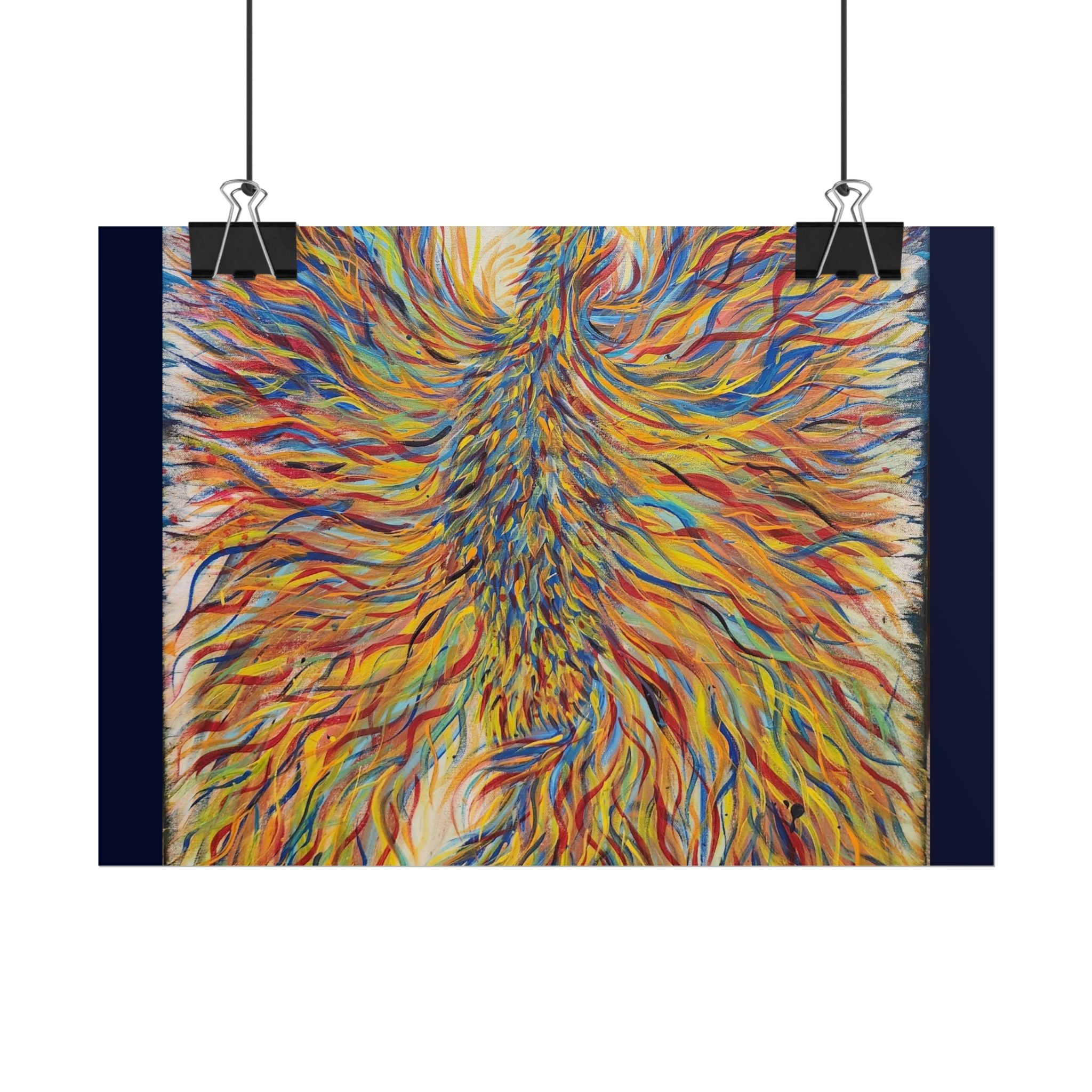 Abstract Phoenix Art Poster — Colorful Whimsical Wall Print