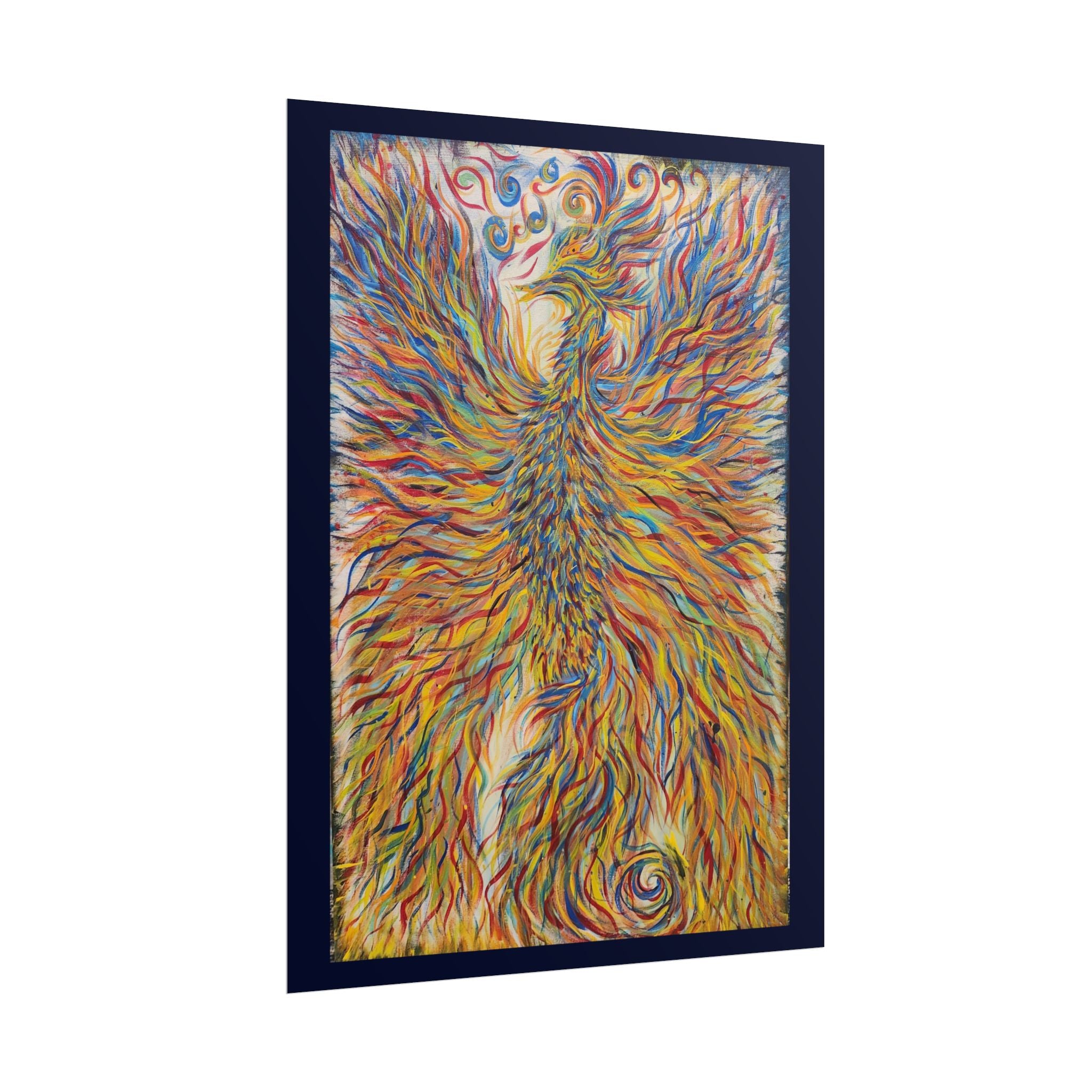 Abstract Phoenix Art Poster — Colorful Whimsical Wall Print