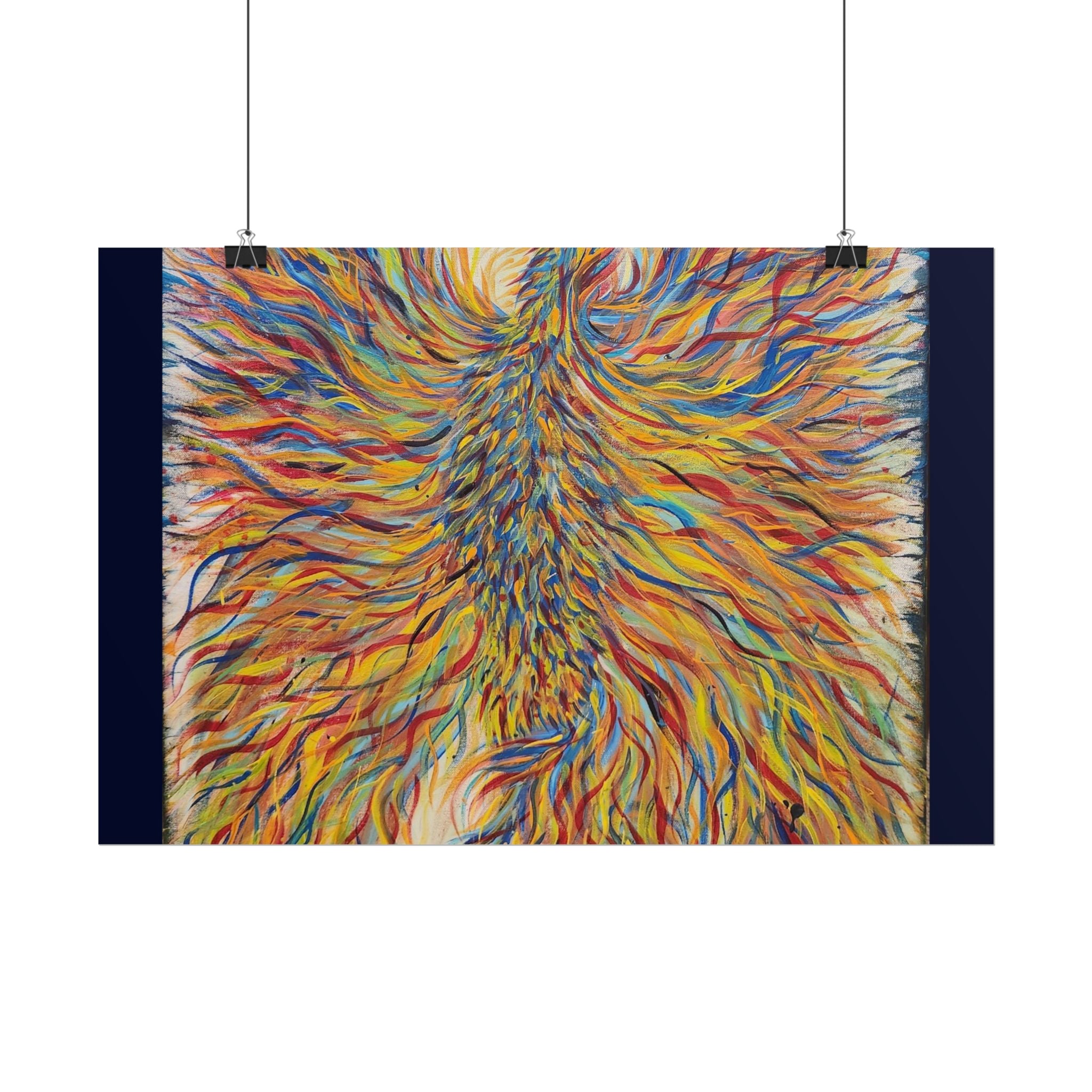 Abstract Phoenix Art Poster — Colorful Whimsical Wall Print