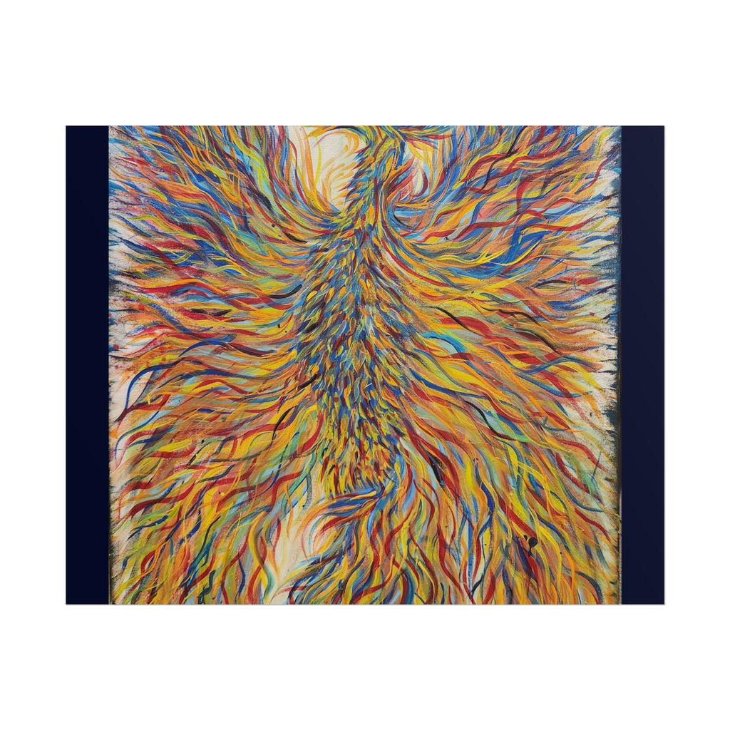 Abstract Phoenix Art Poster — Colorful Whimsical Wall Print