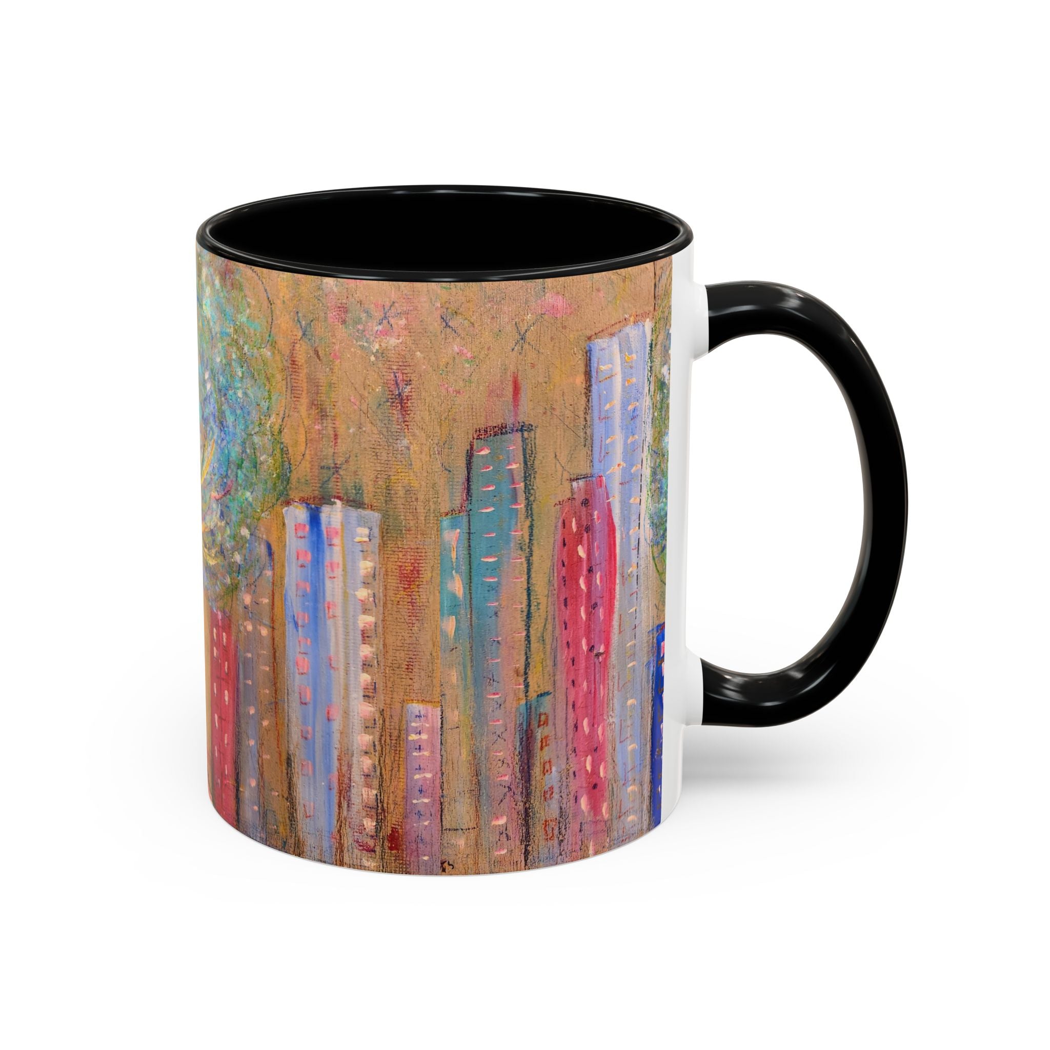 City Tree Coffee Mug — Colorful Urban Tree Art Accent Mug (11/15 oz)