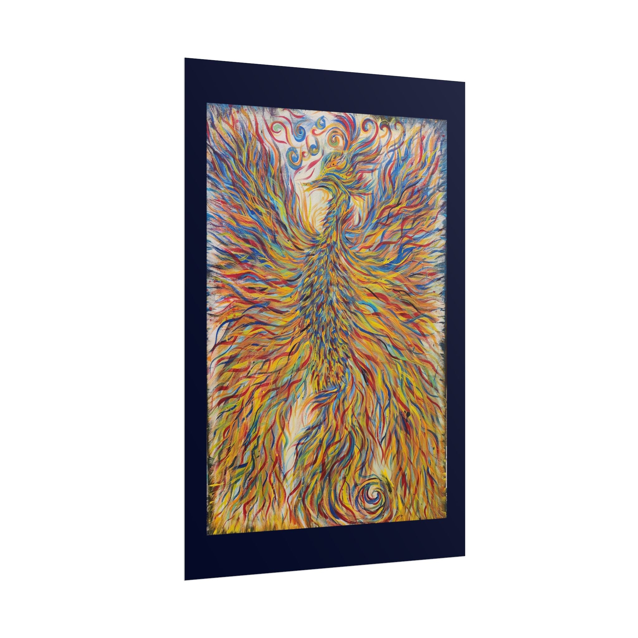 Abstract Phoenix Art Poster — Colorful Whimsical Wall Print