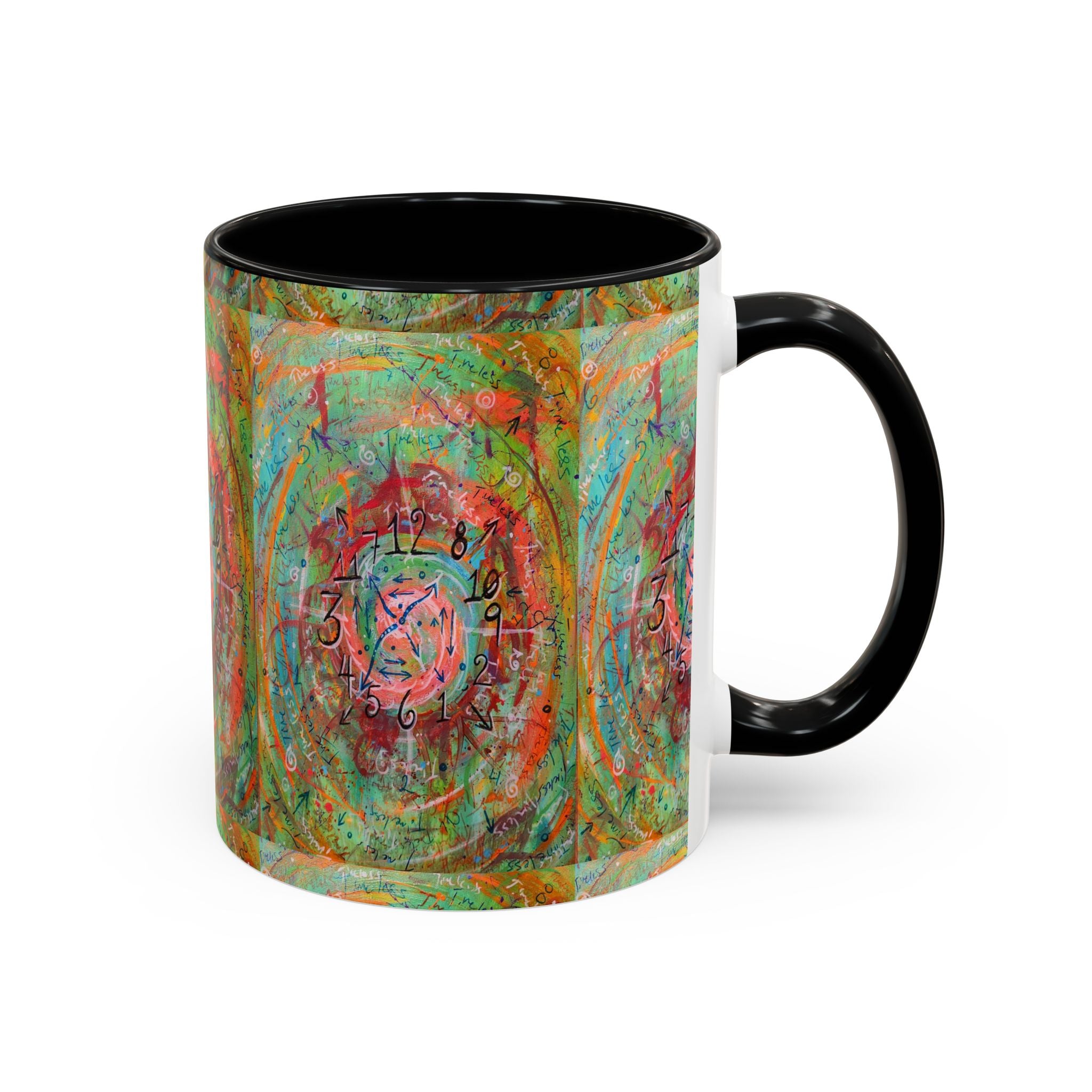 Boho Tarot Clockwork Accent Coffee Mug — Vibrant Abstract Mystic Art (11/15oz)