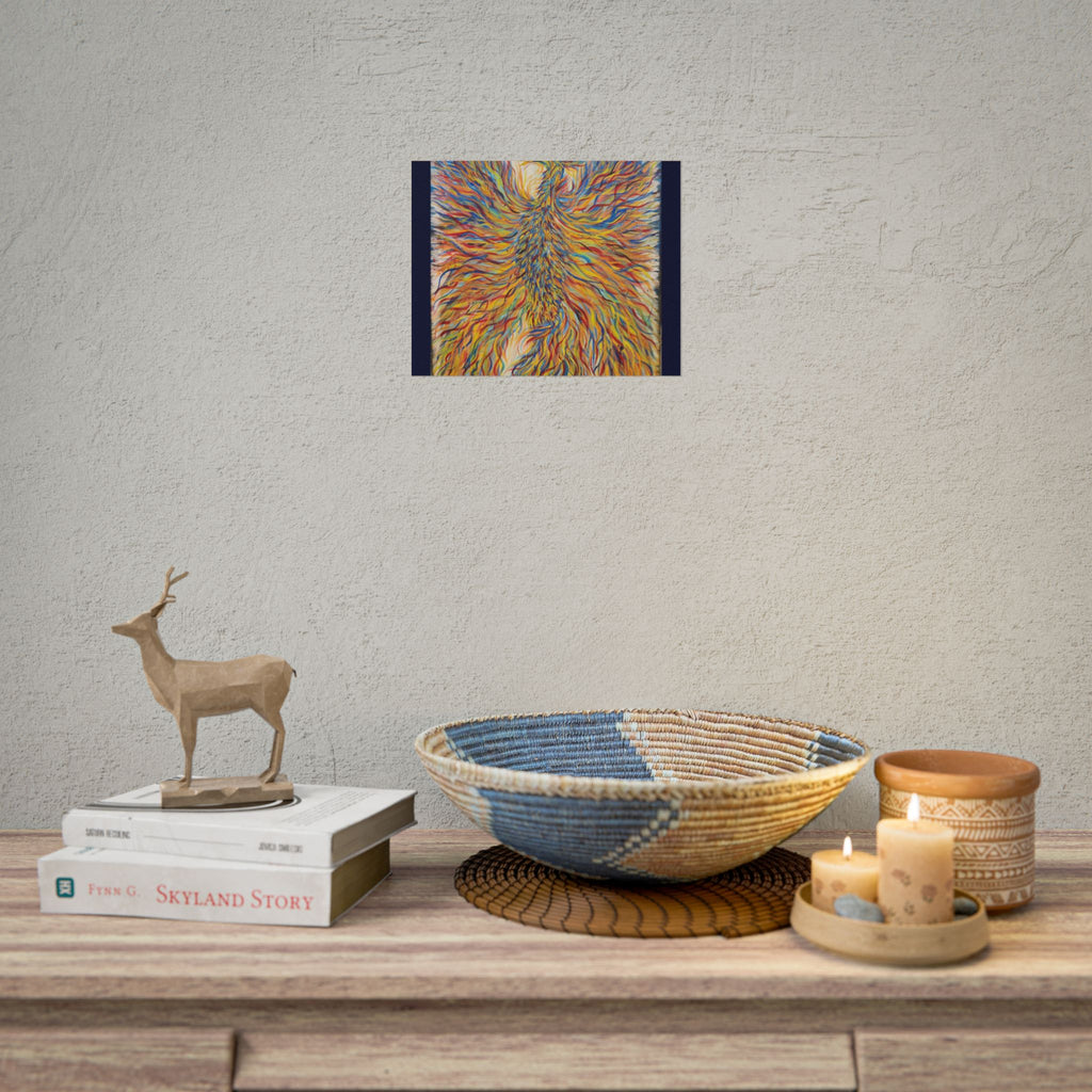 Abstract Phoenix Art Poster — Colorful Whimsical Wall Print