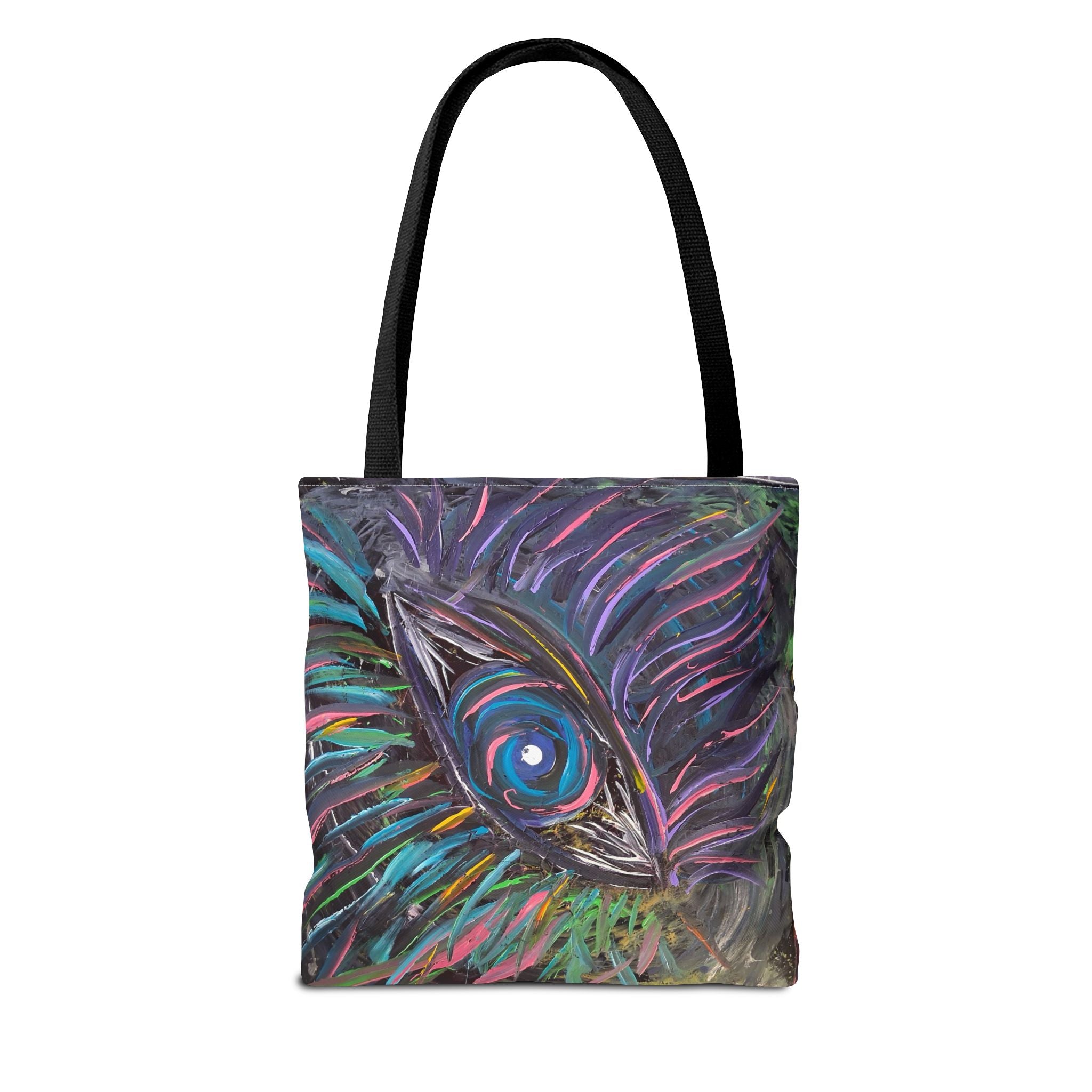 Peacock Eye Art Tote Bag — Colorful Boho AOP Canvas Tote