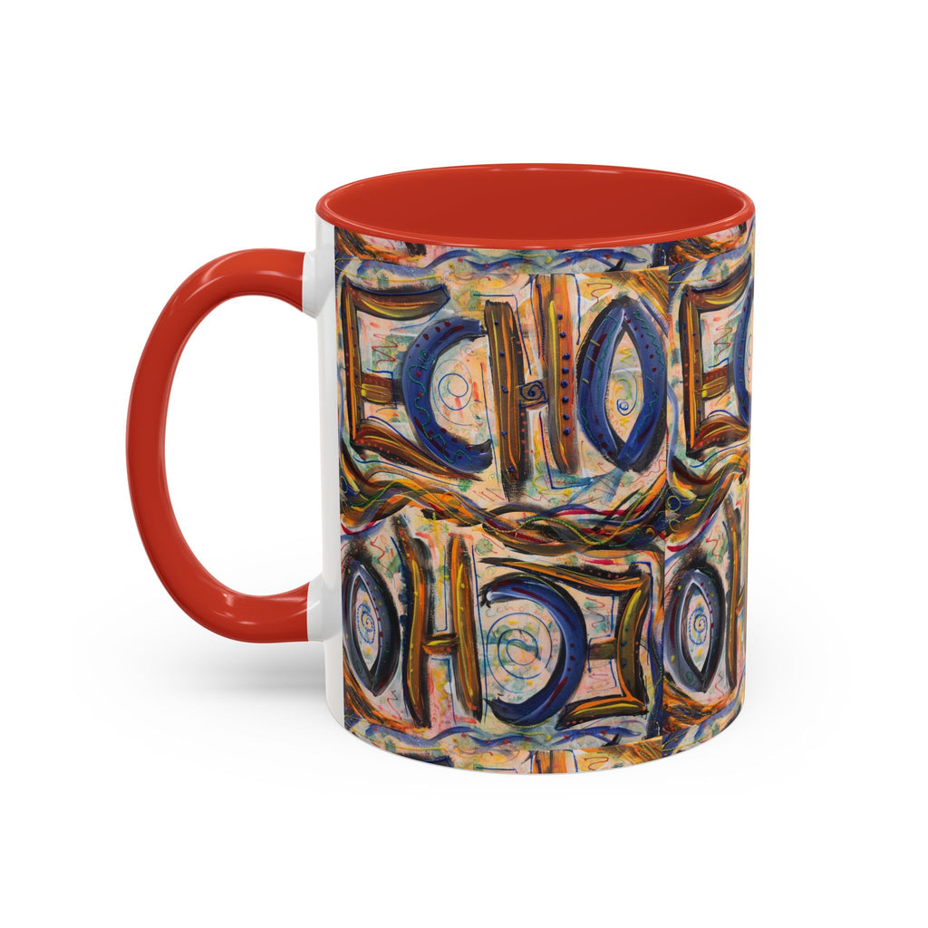 Echo Abstract Geometric Accent Coffee Mug – Colorful Modern Art Design (11/15 oz)
