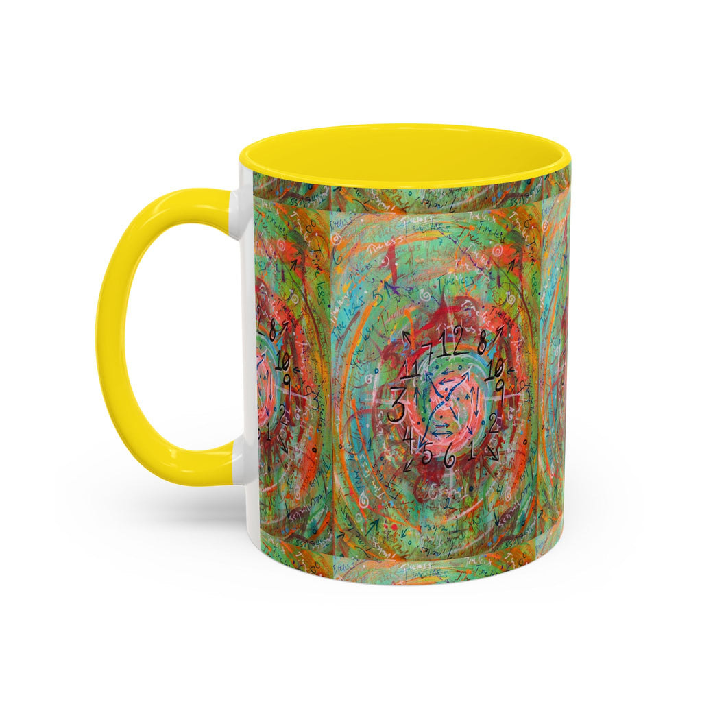 Boho Tarot Clockwork Accent Coffee Mug — Vibrant Abstract Mystic Art (11/15oz)