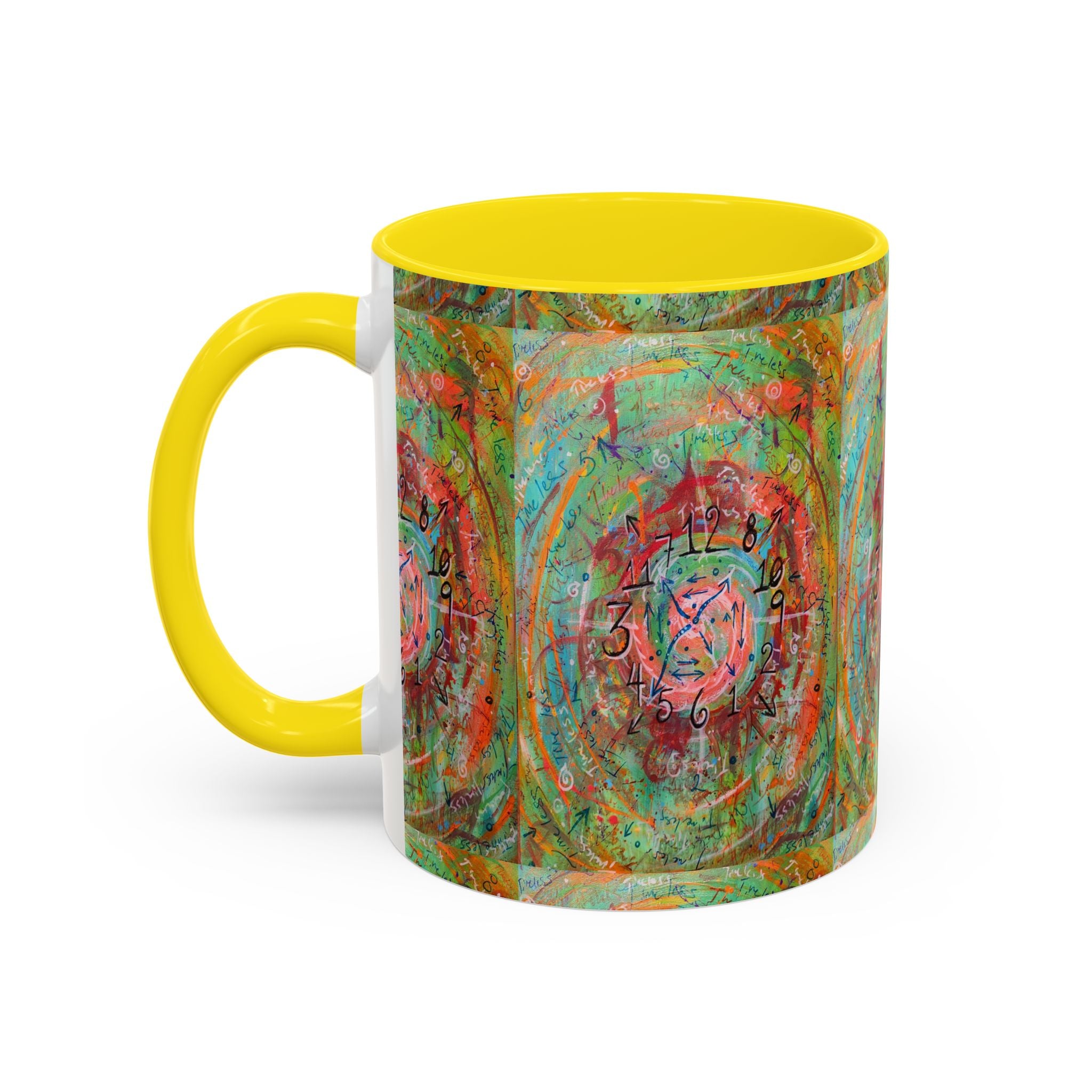 Boho Tarot Clockwork Accent Coffee Mug — Vibrant Abstract Mystic Art (11/15oz)