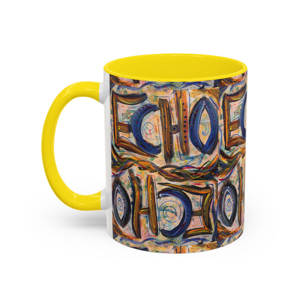 Echo Abstract Geometric Accent Coffee Mug – Colorful Modern Art Design (11/15 oz)