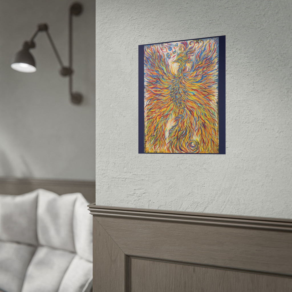 Abstract Phoenix Art Poster — Colorful Whimsical Wall Print
