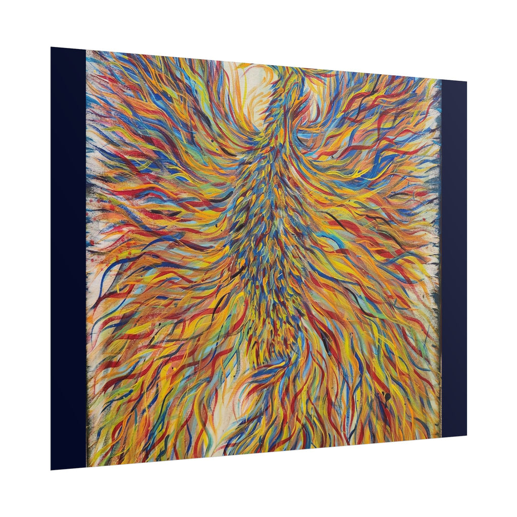 Abstract Phoenix Art Poster — Colorful Whimsical Wall Print