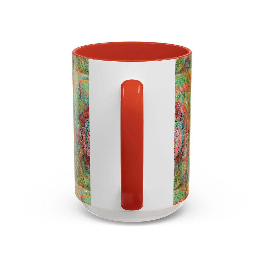 Boho Tarot Clockwork Accent Coffee Mug — Vibrant Abstract Mystic Art (11/15oz)