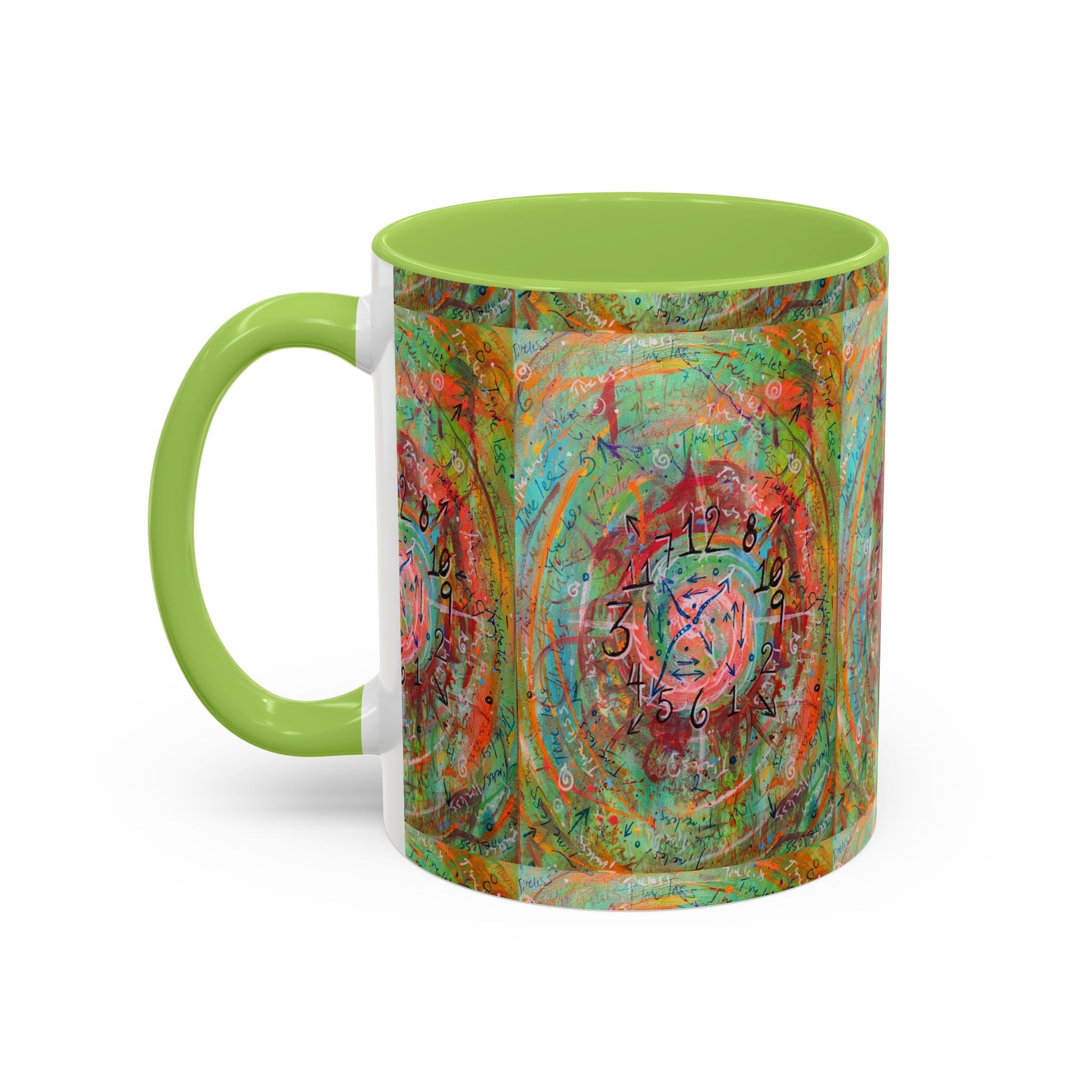 Boho Tarot Clockwork Accent Coffee Mug — Vibrant Abstract Mystic Art (11/15oz)