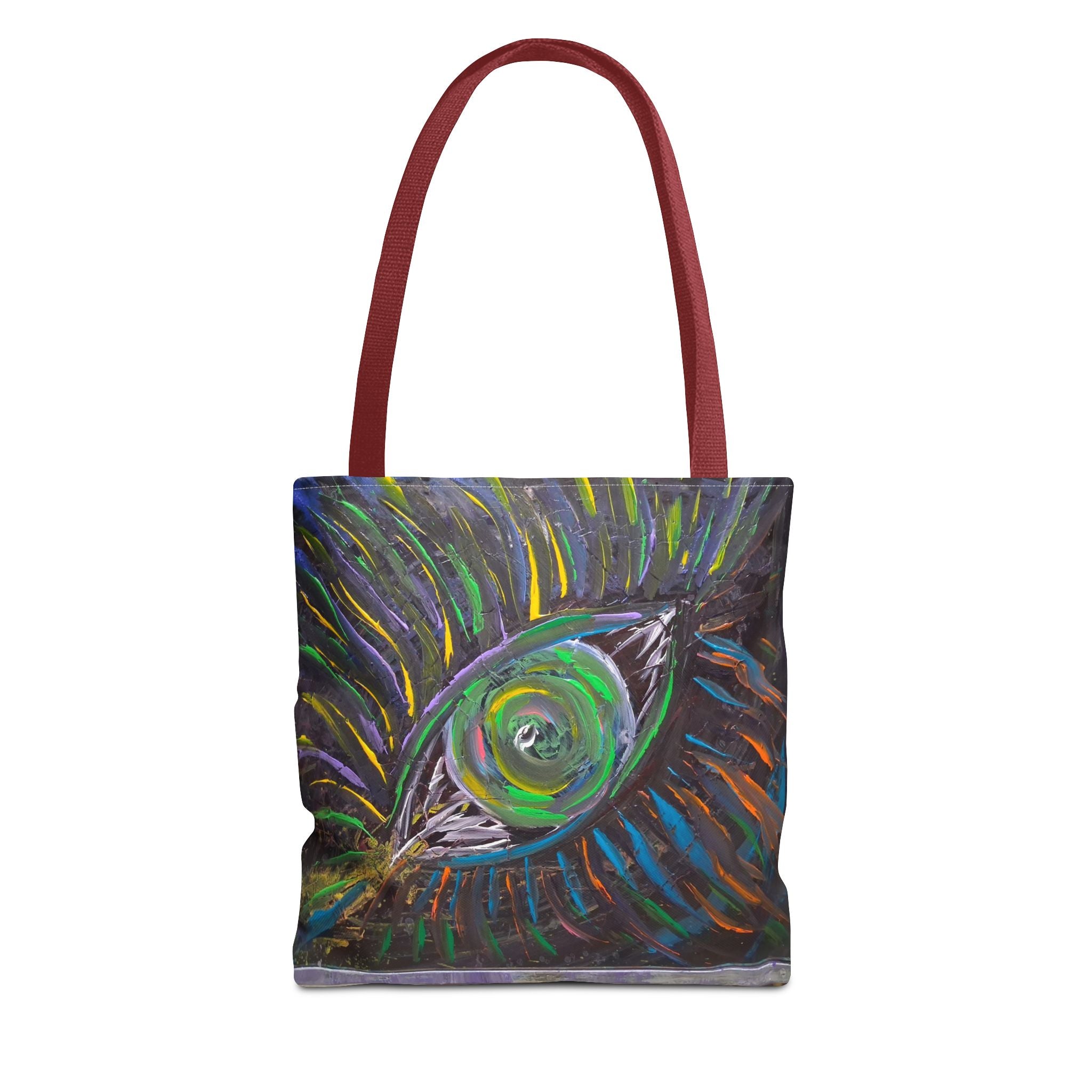 Peacock Eye Art Tote Bag — Colorful Boho AOP Canvas Tote
