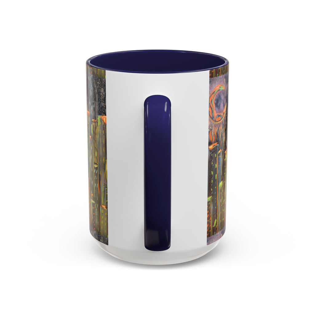 Cityscape Night Coffee Mug — Neon Skyline Art Accent Mug