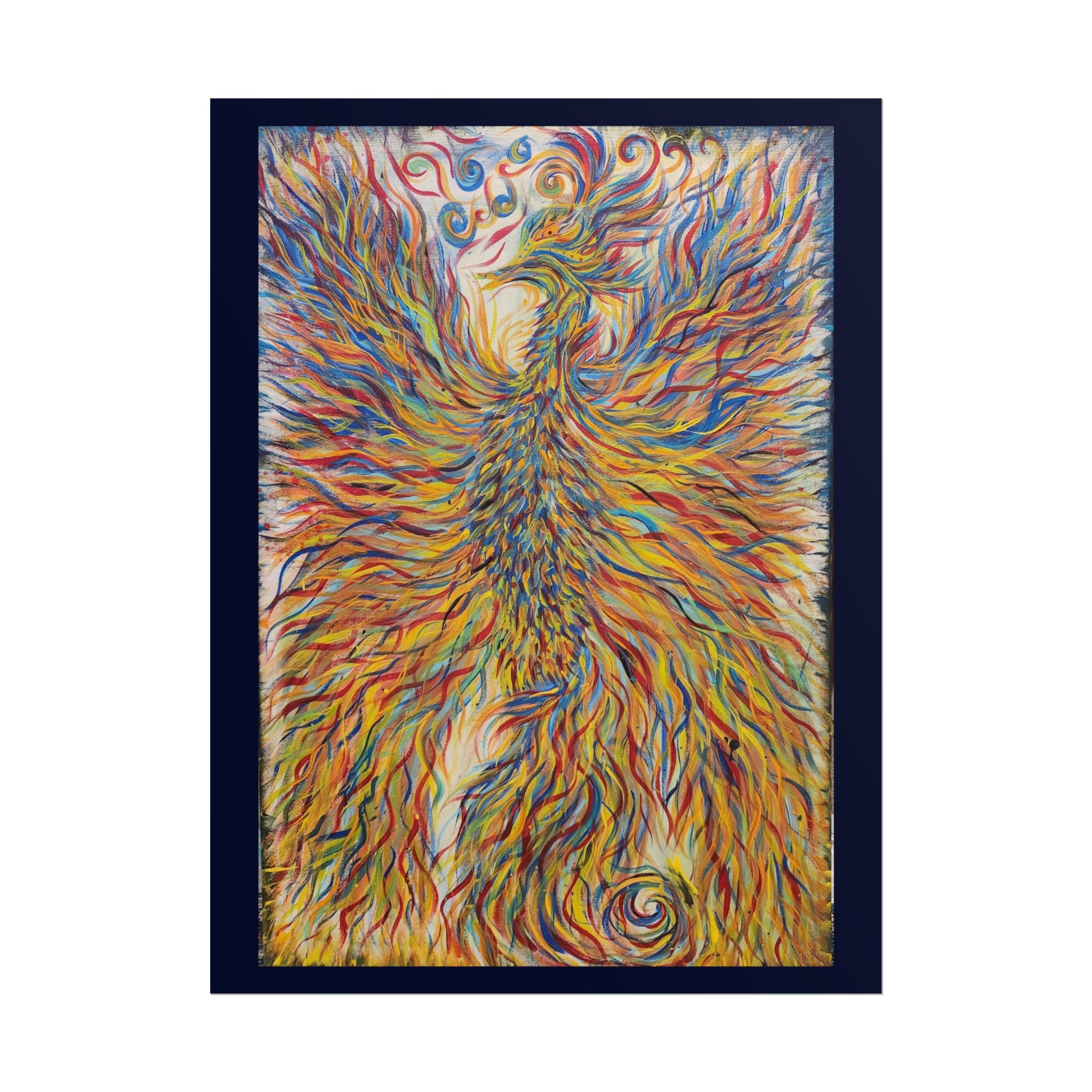 Abstract Phoenix Art Poster — Colorful Whimsical Wall Print