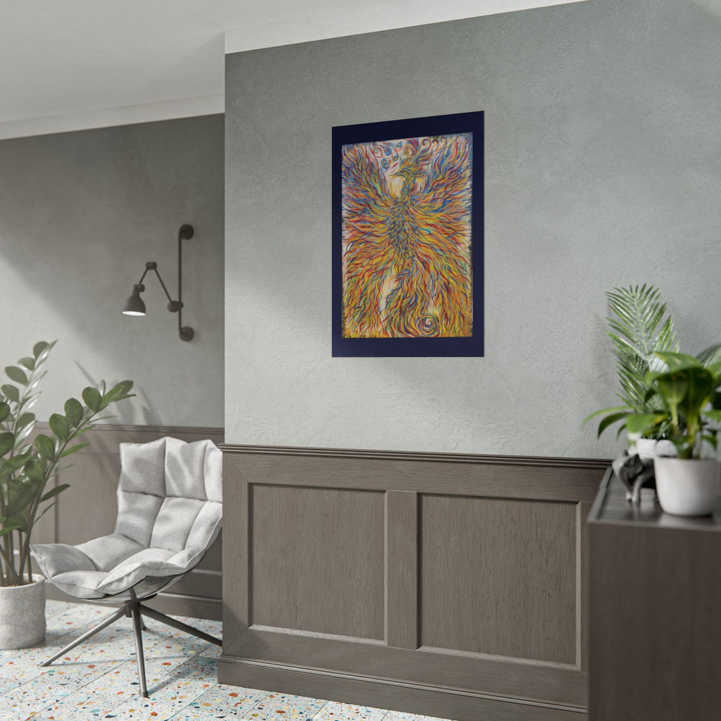 Abstract Phoenix Art Poster — Colorful Whimsical Wall Print