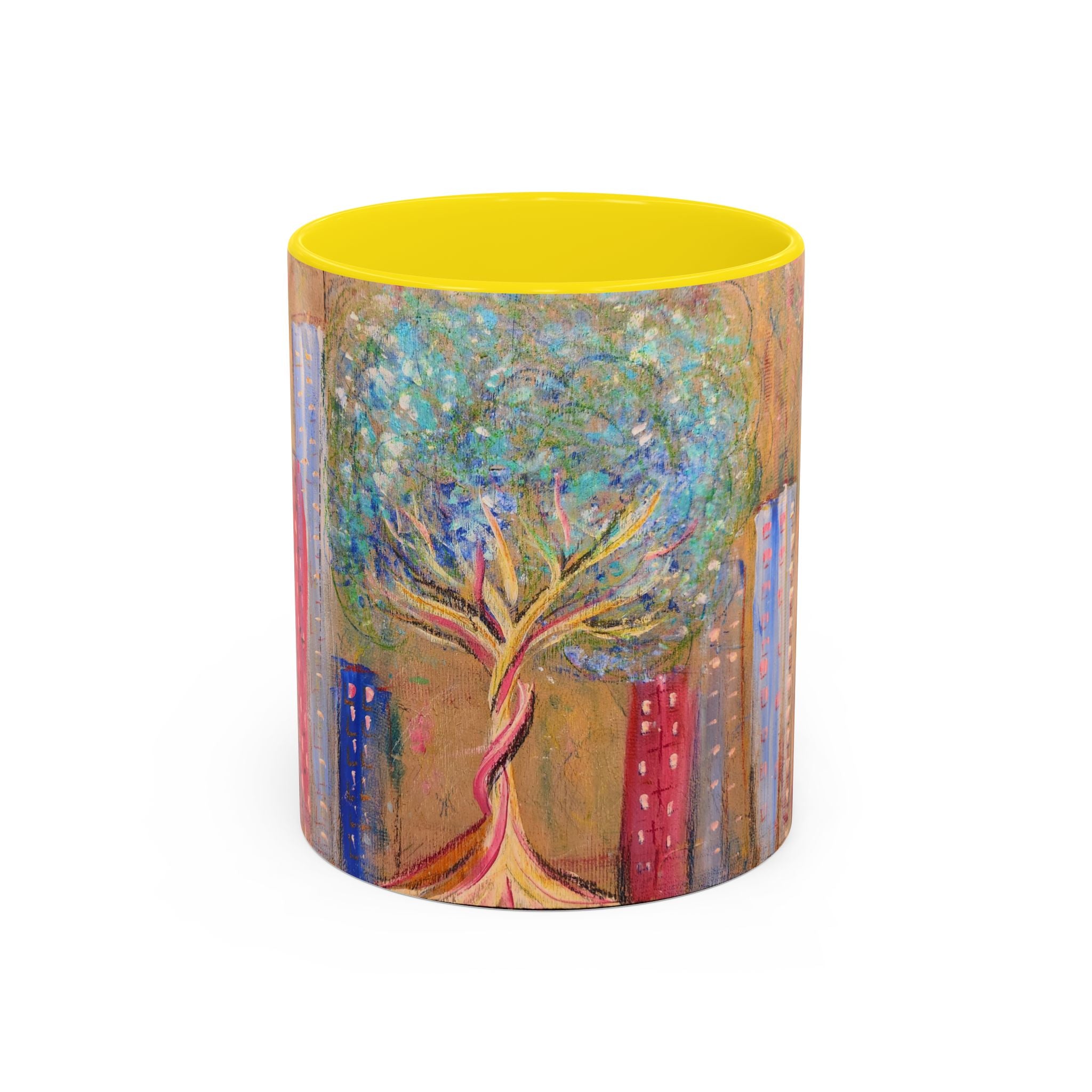 City Tree Coffee Mug — Colorful Urban Tree Art Accent Mug (11/15 oz)