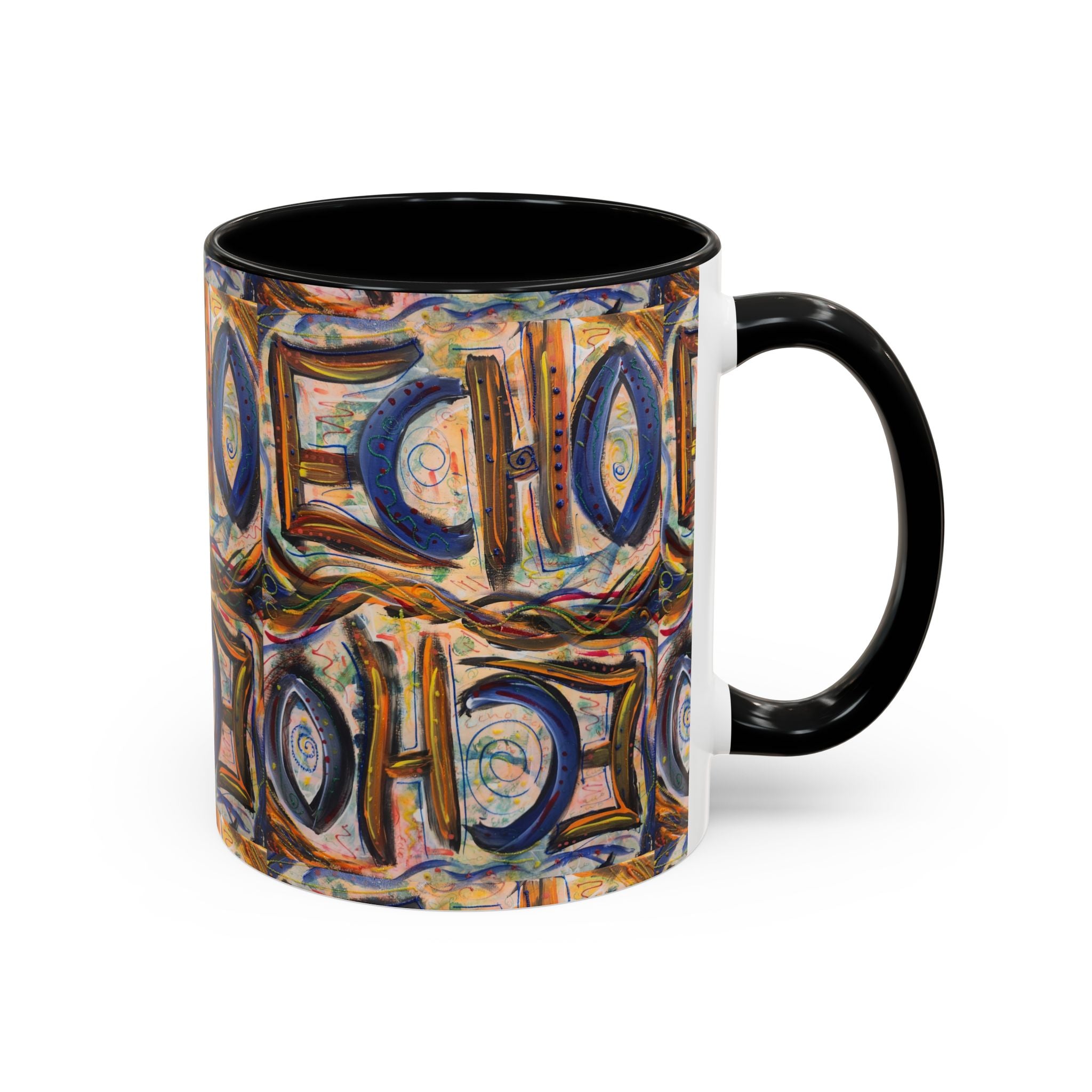 Echo Abstract Geometric Accent Coffee Mug – Colorful Modern Art Design (11/15 oz)
