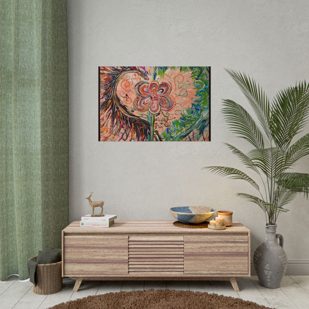 Dragon Abstract Floral Heart Poster — Colorful Swirl Flower Art Print (Rolled Poster)