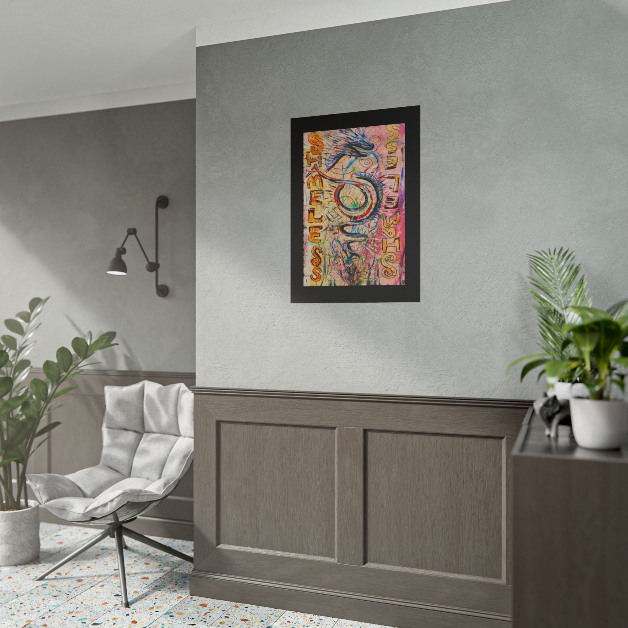 Rolled Poster — Colorful 'Shameless' Abstract Snake Art Print
