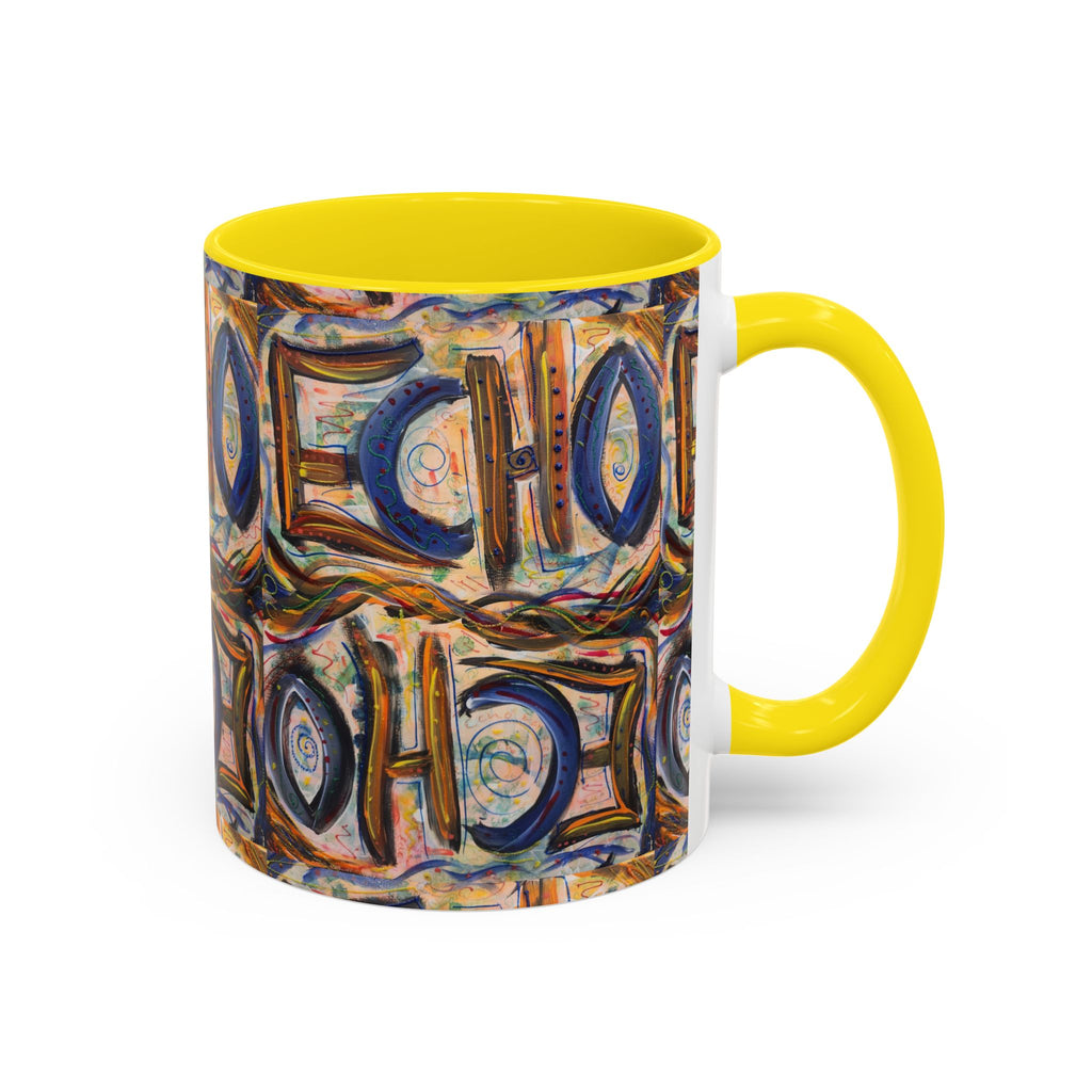 Echo Abstract Geometric Accent Coffee Mug – Colorful Modern Art Design (11/15 oz)
