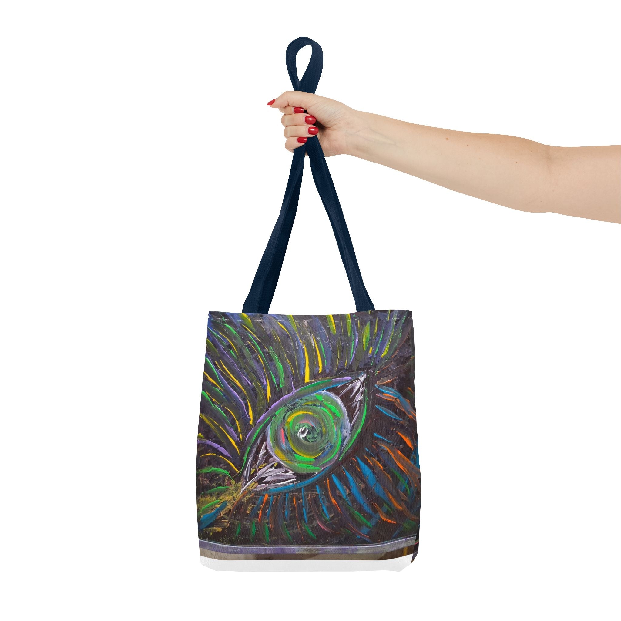 Peacock Eye Art Tote Bag — Colorful Boho AOP Canvas Tote