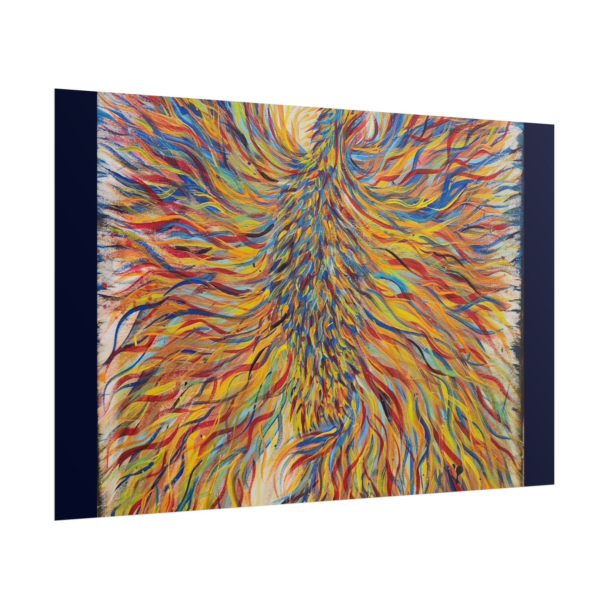 Abstract Phoenix Art Poster — Colorful Whimsical Wall Print
