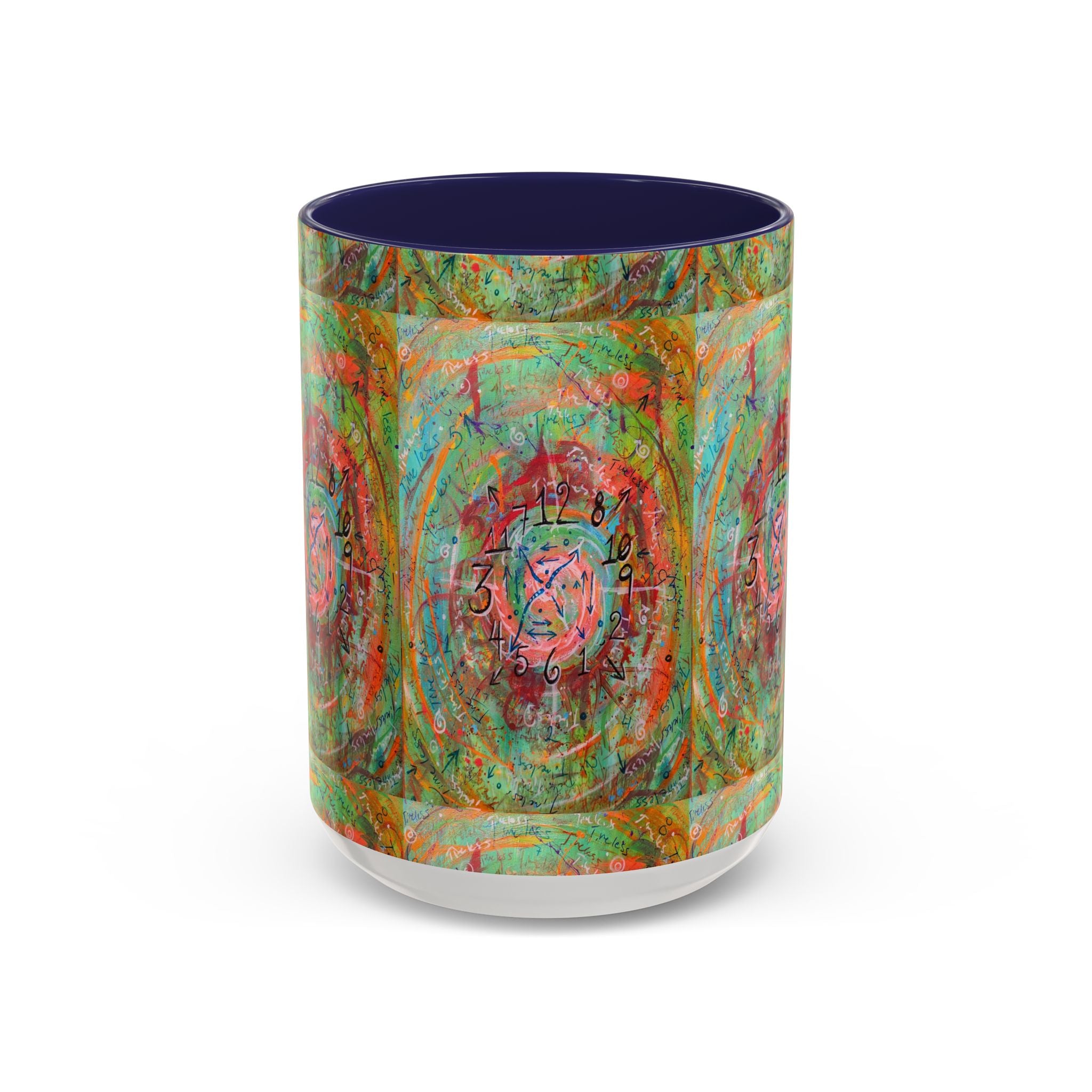 Boho Tarot Clockwork Accent Coffee Mug — Vibrant Abstract Mystic Art (11/15oz)