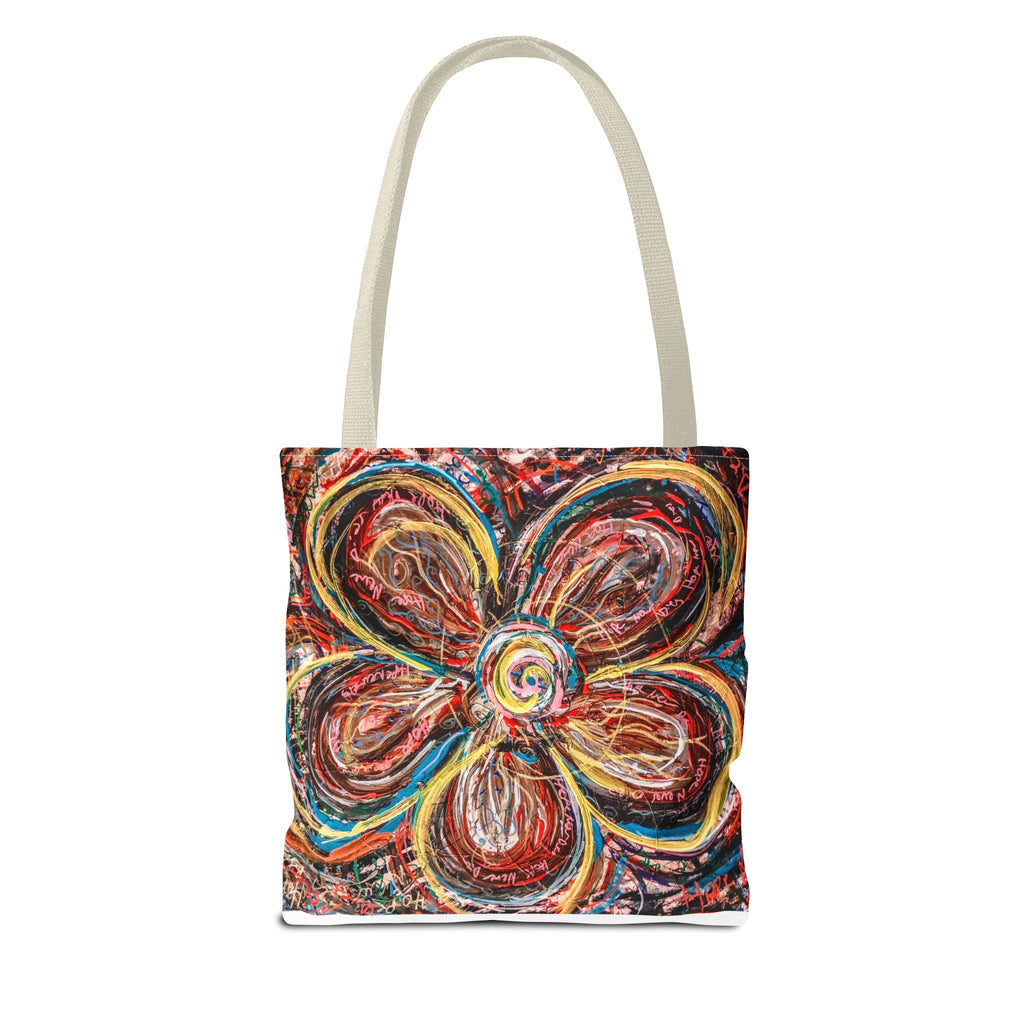 Abstract Flower Tote Bag — Colorful Swirl Bloom All-Over Print Tote