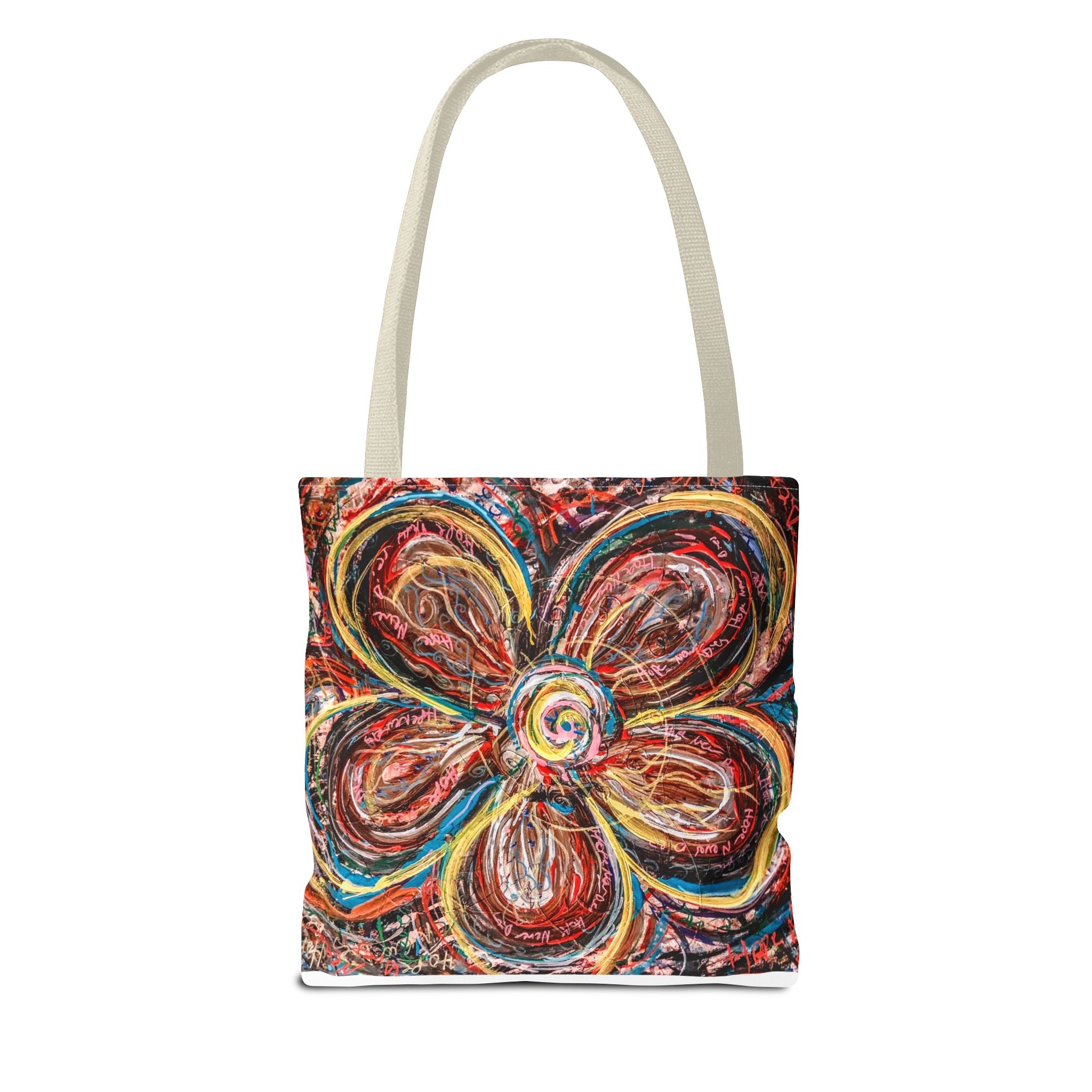 Abstract Flower Tote Bag — Colorful Swirl Bloom All-Over Print Tote