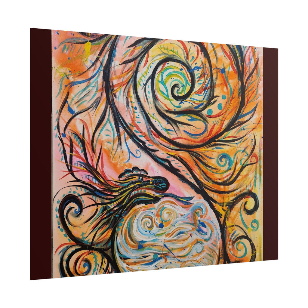 Abstract Spiral Dragon Art Poster – Colorful Swirl Wall Print