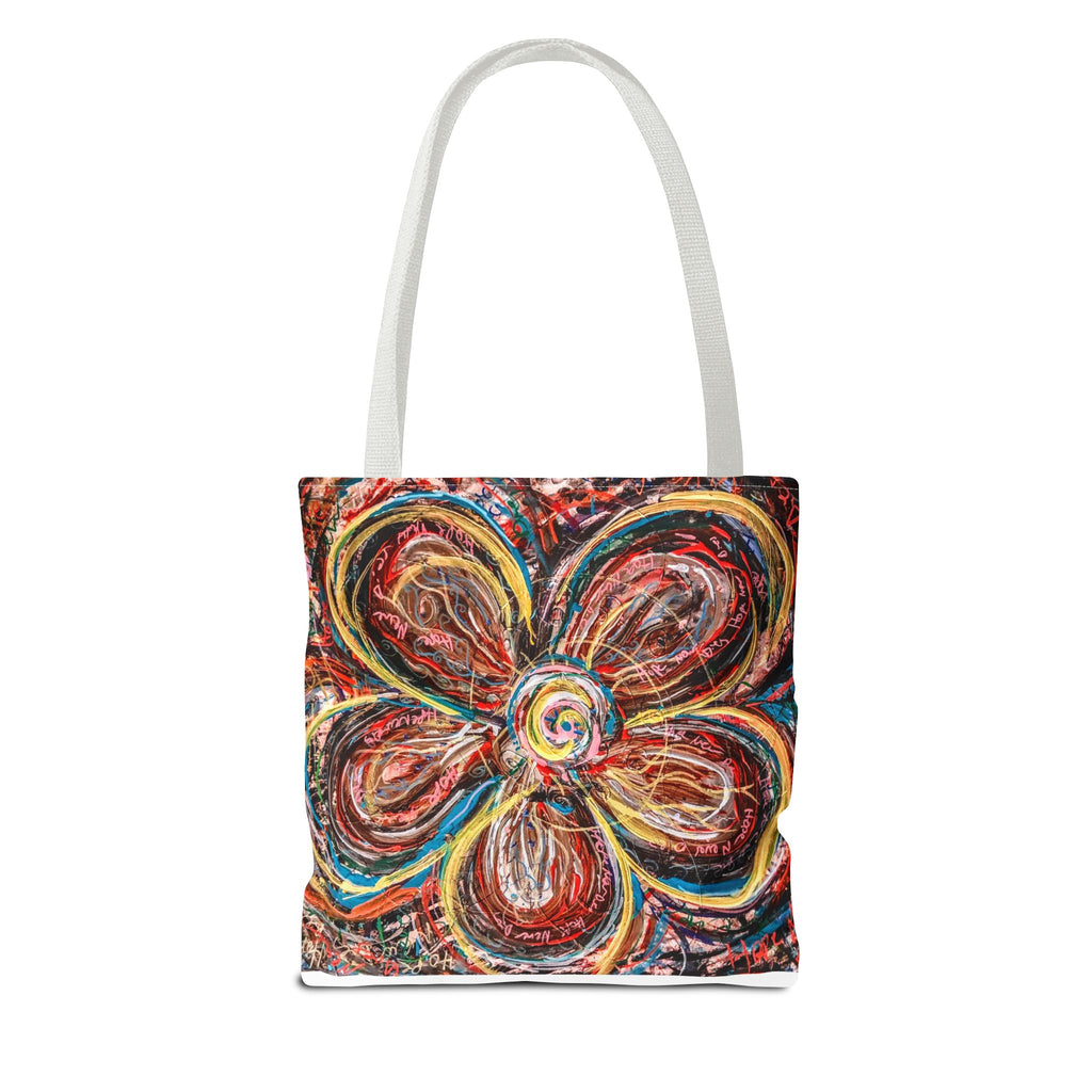Abstract Flower Tote Bag — Colorful Swirl Bloom All-Over Print Tote