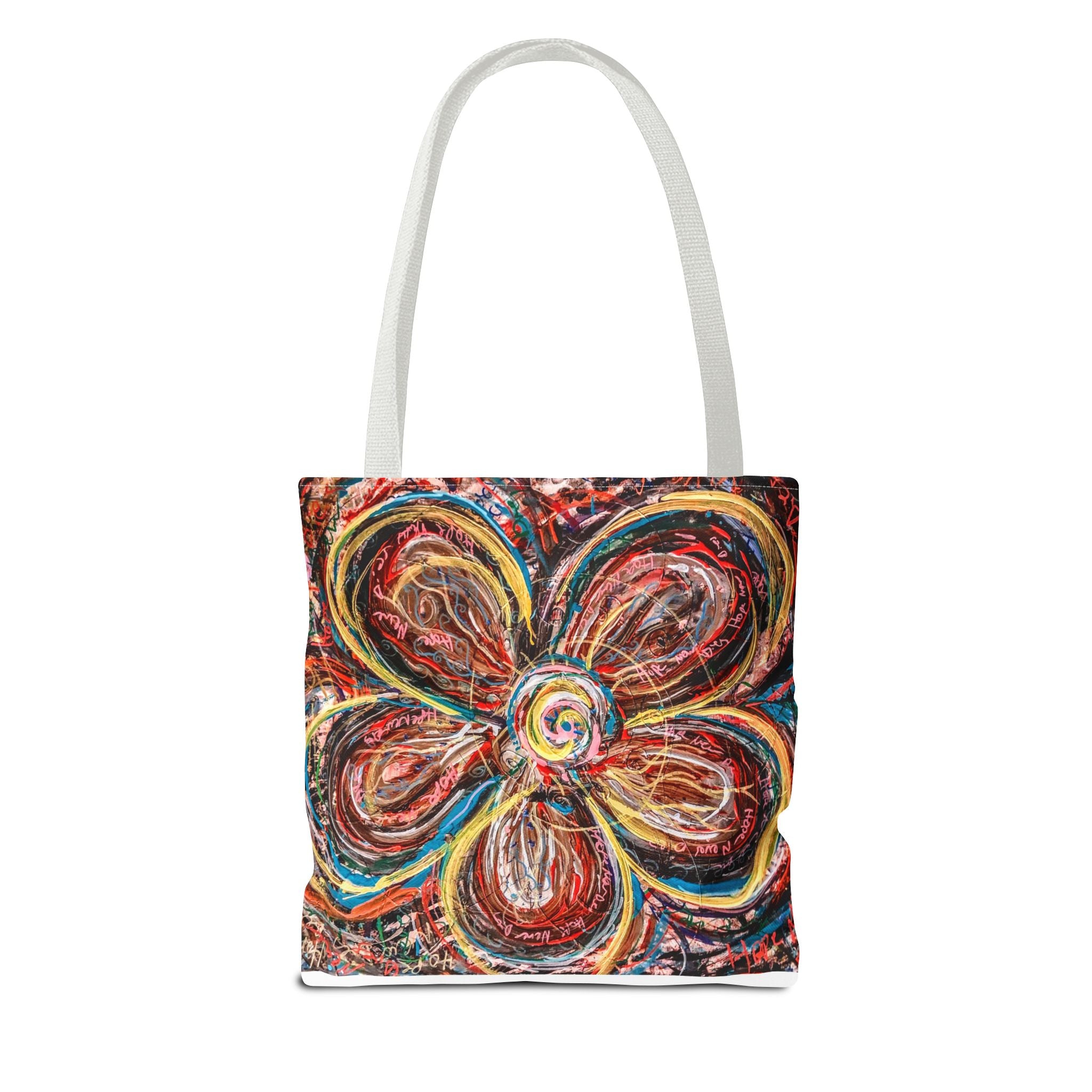 Abstract Flower Tote Bag — Colorful Swirl Bloom All-Over Print Tote