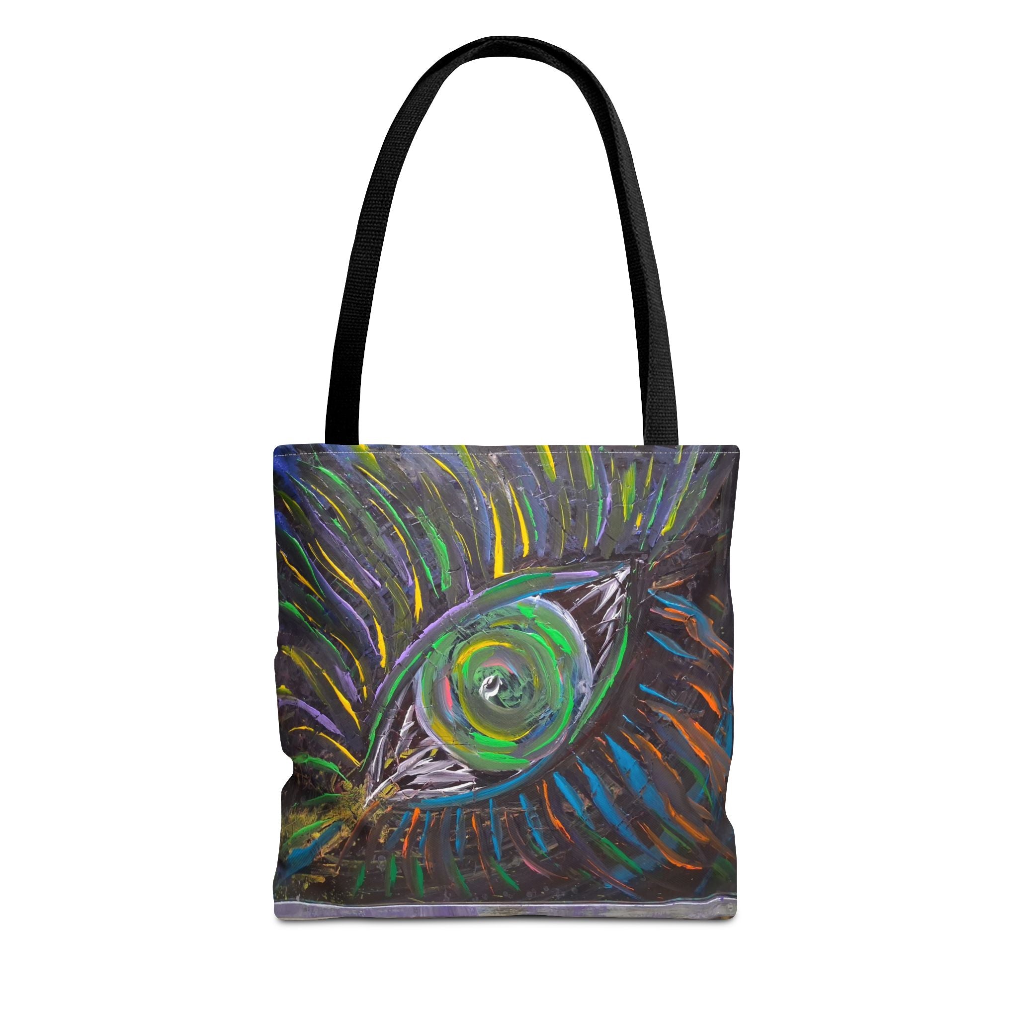 Peacock Eye Art Tote Bag — Colorful Boho AOP Canvas Tote