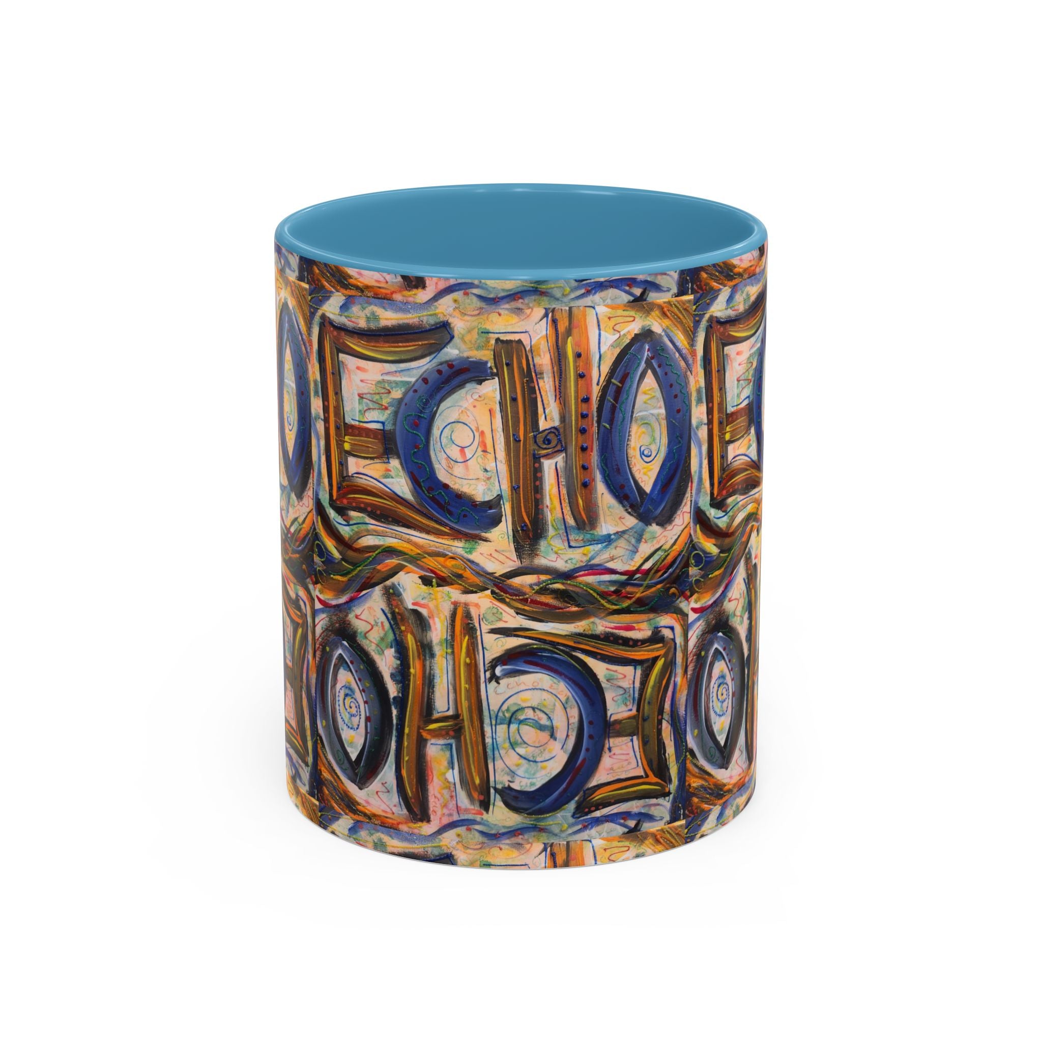 Echo Abstract Geometric Accent Coffee Mug – Colorful Modern Art Design (11/15 oz)