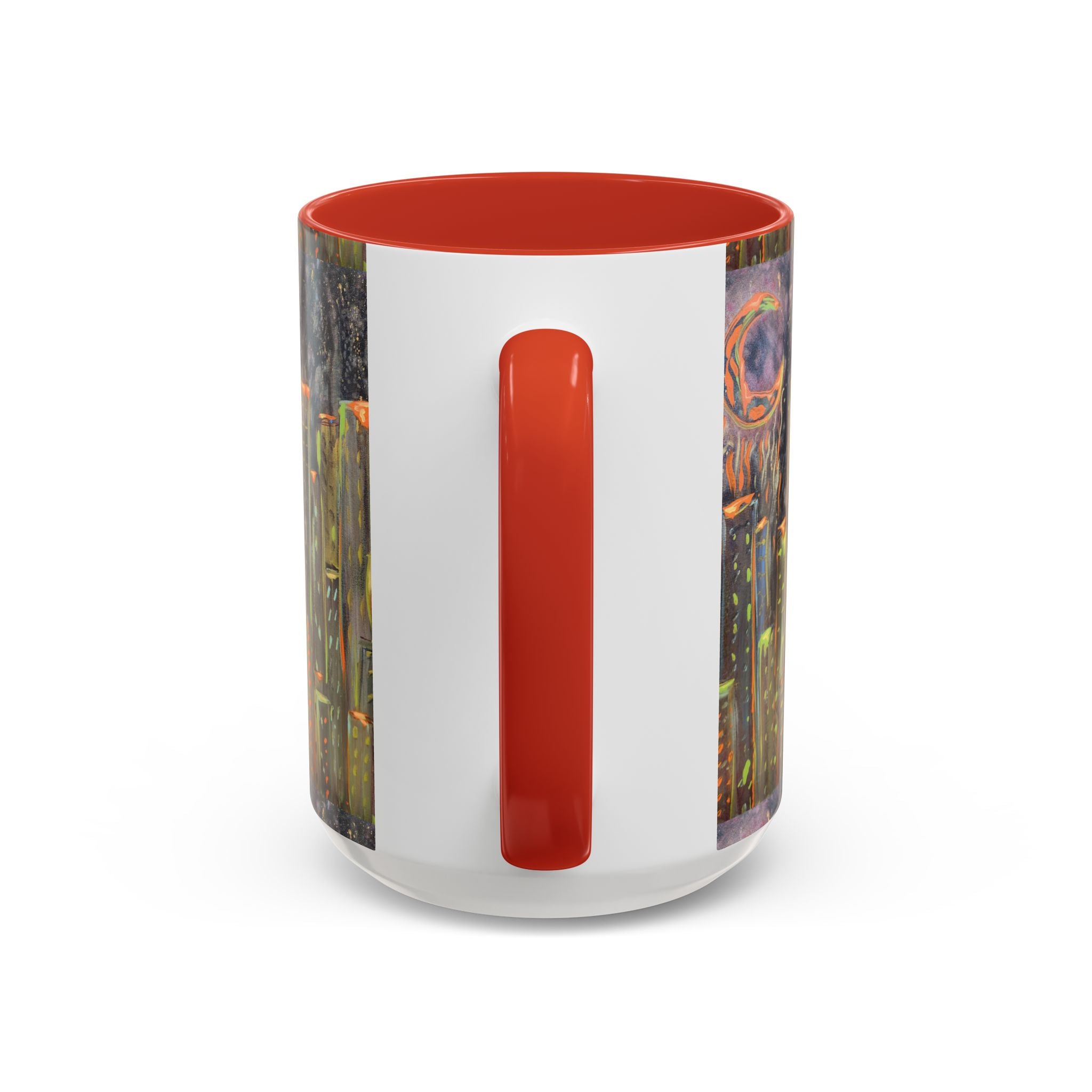 Cityscape Night Coffee Mug — Neon Skyline Art Accent Mug