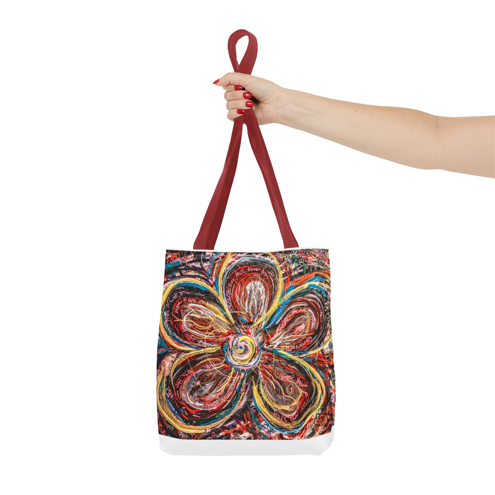 Abstract Flower Tote Bag — Colorful Swirl Bloom All-Over Print Tote