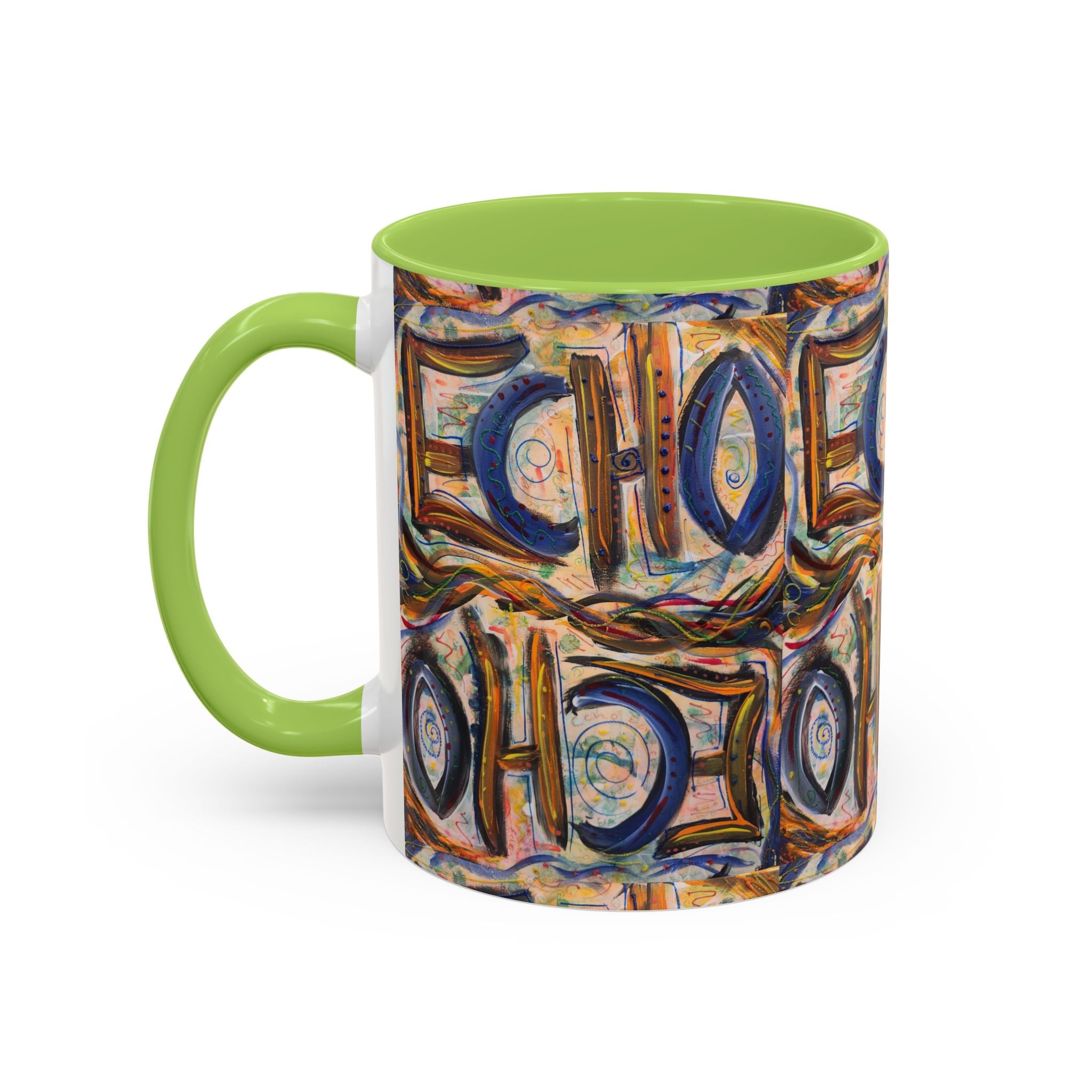 Echo Abstract Geometric Accent Coffee Mug – Colorful Modern Art Design (11/15 oz)
