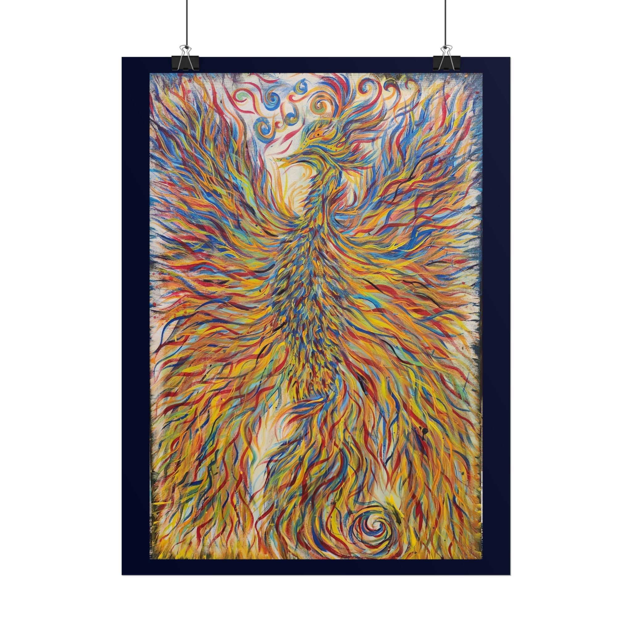 Abstract Phoenix Art Poster — Colorful Whimsical Wall Print