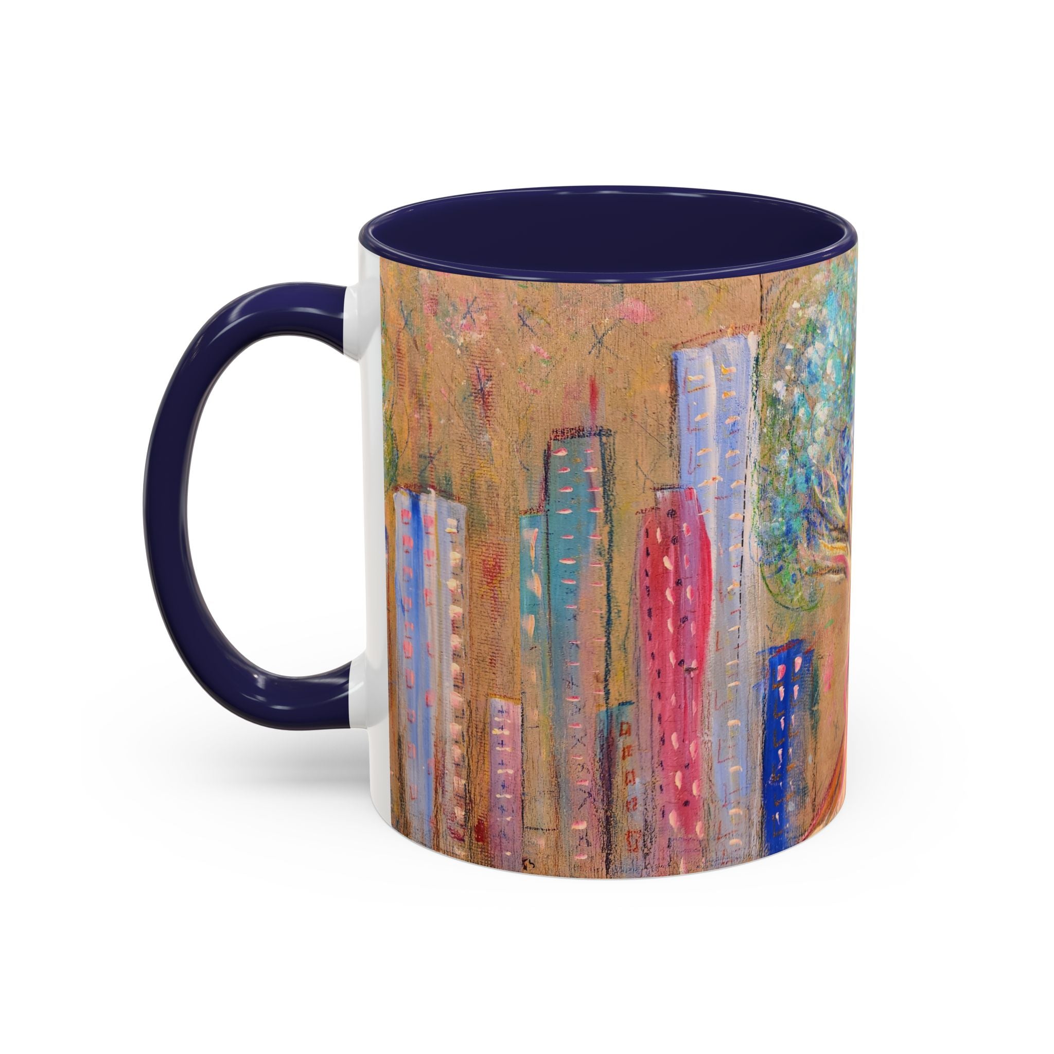 City Tree Coffee Mug — Colorful Urban Tree Art Accent Mug (11/15 oz)